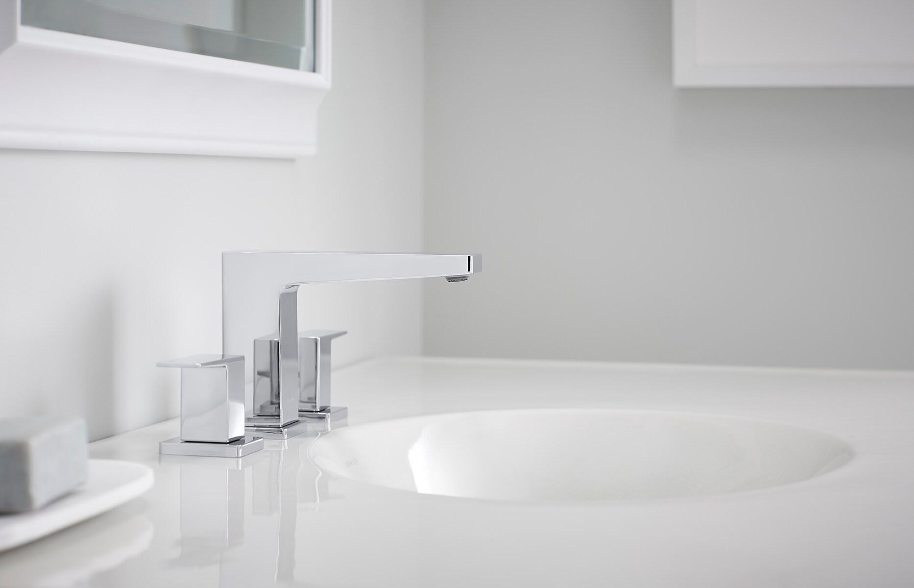 Kohler Honesty Widespread Bathroom Faucet with Pop-Up Drain Assembly, 3-Hole 2-Handle Bathroom Sink Faucet, 1.2 gpm