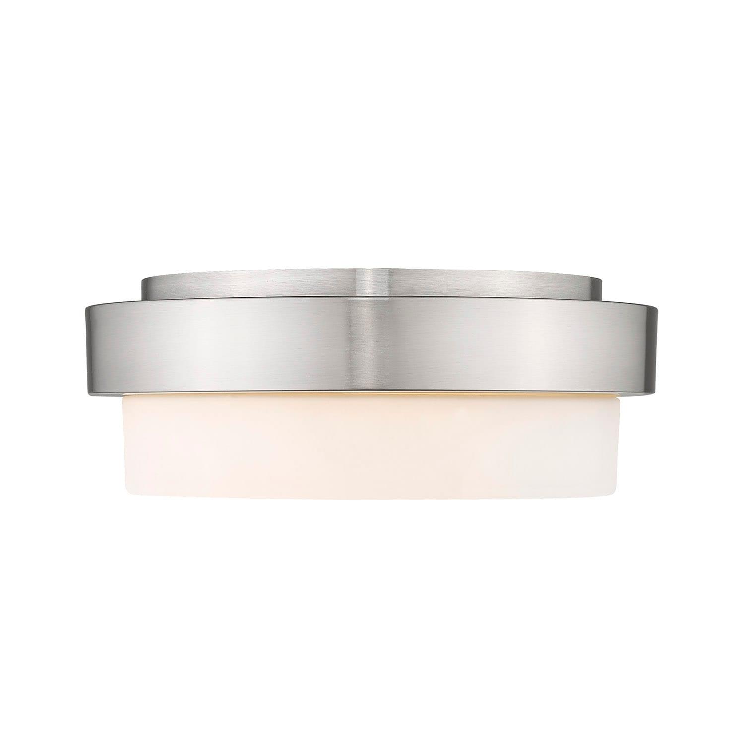 Golden Lighting Multi-Family 11" 2-Light Flush Mount in Pewter with Opal Glass