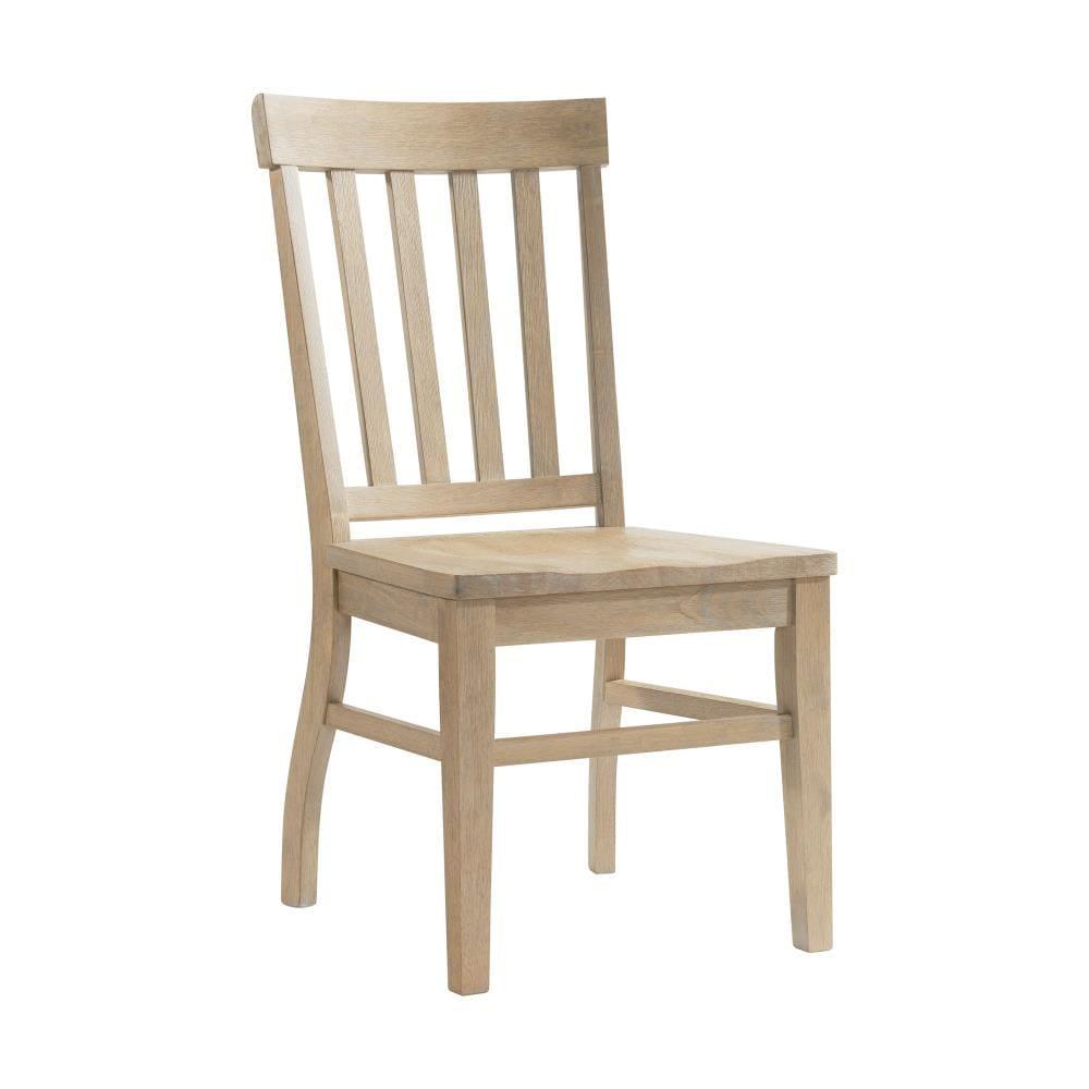 Set of 2 Liam Slat Back Chairs Natural - Picket House Furnishings: Rubberwood Frame, Non-Upholstered, 300lb Capacity