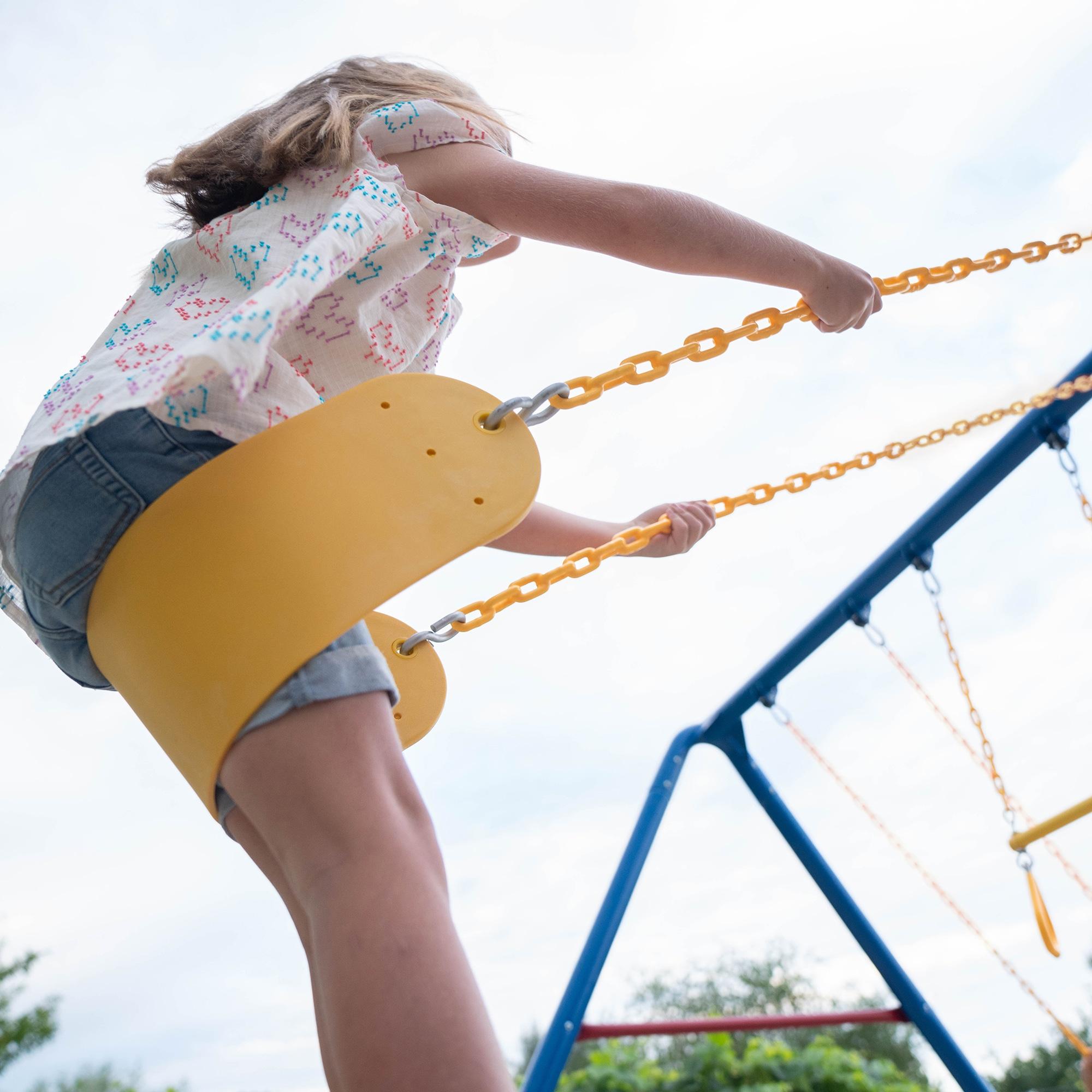 Lifetime Kid's Big Stuff Metal Swing Set with Slide and Climbing Wall (91086)