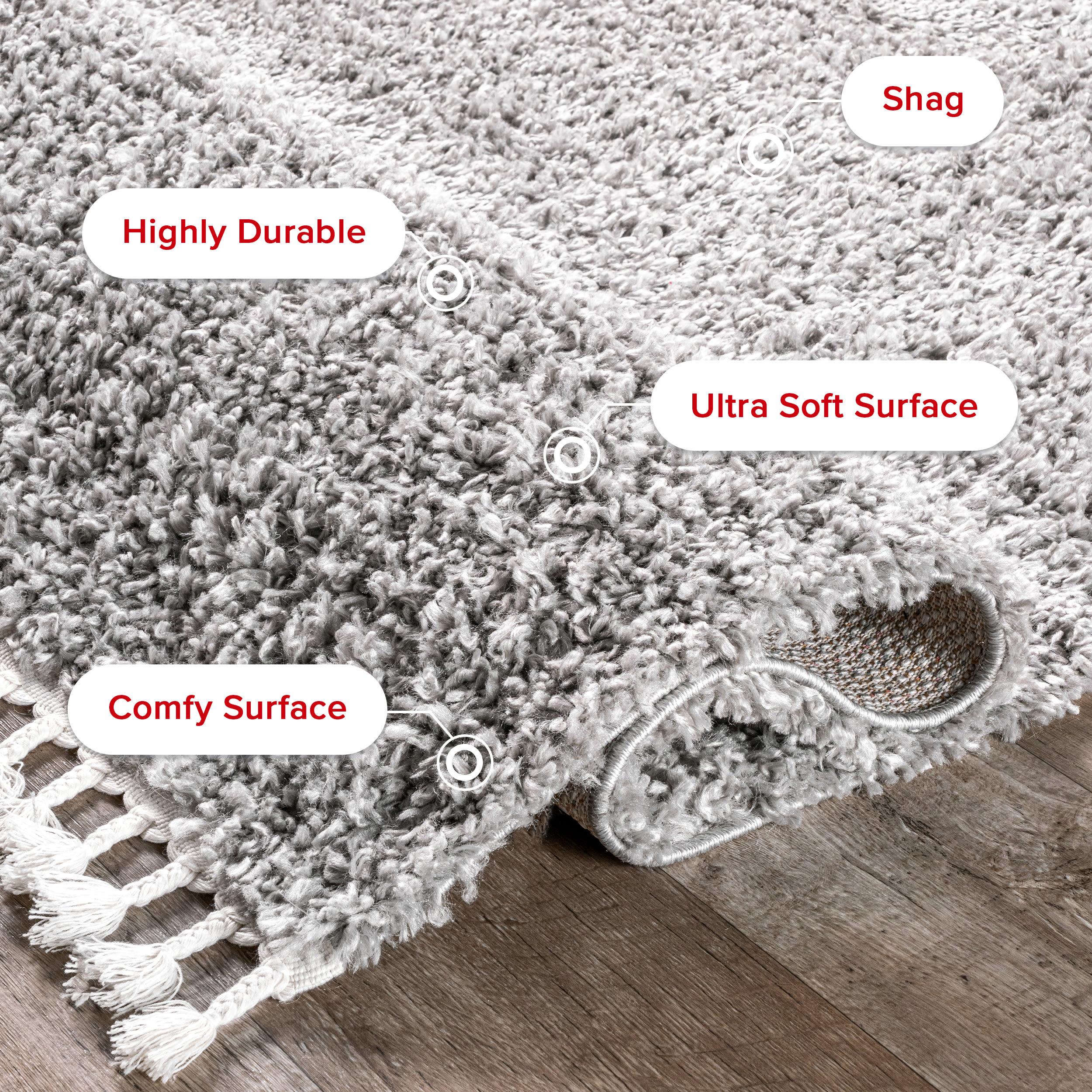 Nuloom Neva Solid 3x5 Accent Shag Indoor Area Rug for Living Room Bedroom Dining Room Nursery Entryway, Grey/Ivory