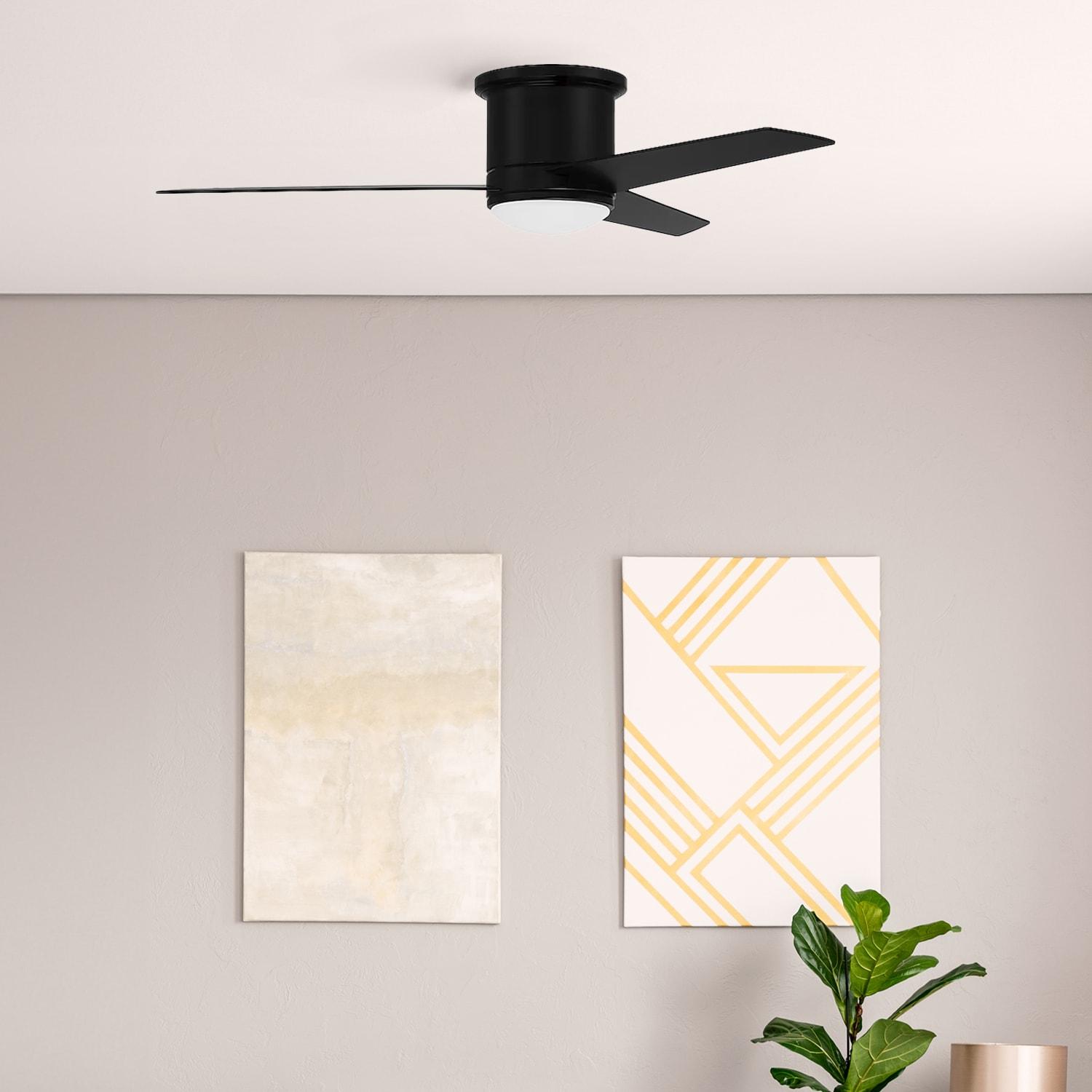 Cole 52" Flat Black Modern Ceiling Fan with LED Light and Remote