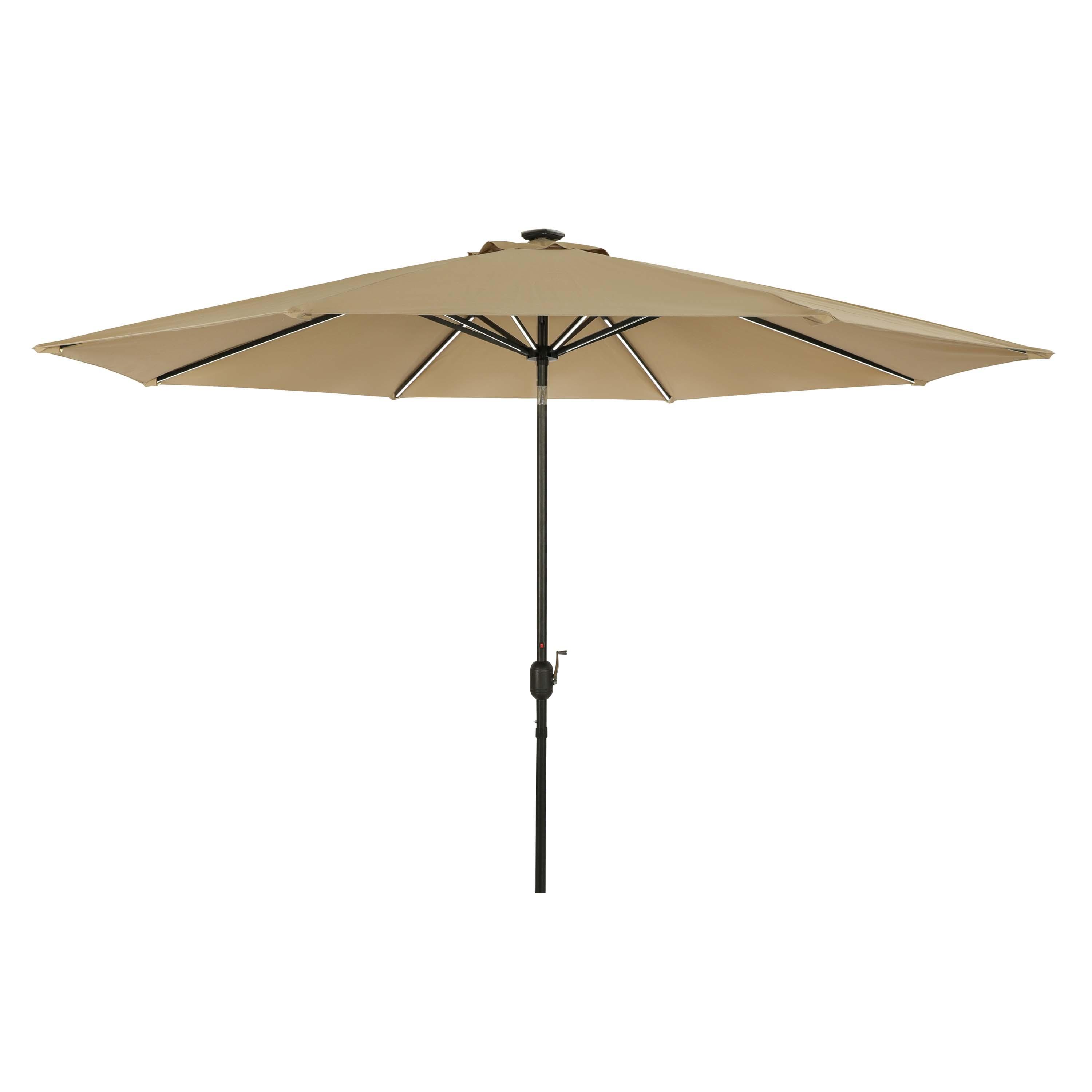 11' x 11' Calypso II Market Patio Umbrella with Solar LED Strip Lights Champagne - Island Umbrella
