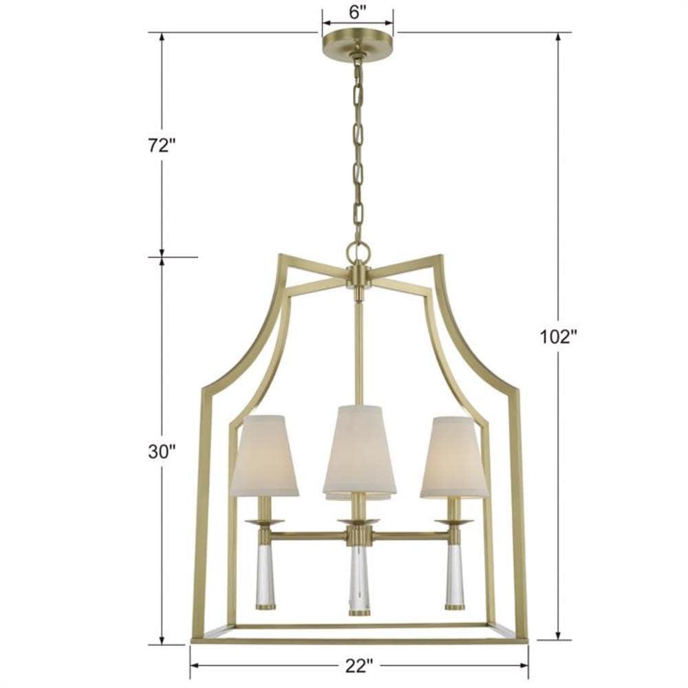 Four Light Chandelier In Minimalist Style 22 Inches Wide By 30 Inches High-Aged Brass Finish    -Traditional Installation Crystorama Lighting 8864-Ag
