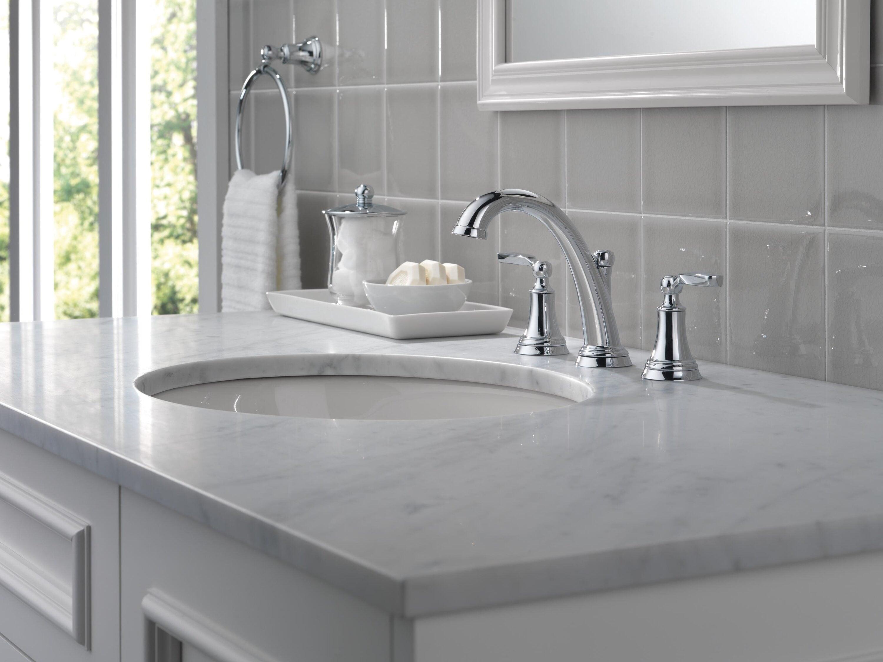 Woodhurst Widespread Bathroom Faucet 3 Hole, 2-handle Bathroom Sink Faucet with Drain Assembly