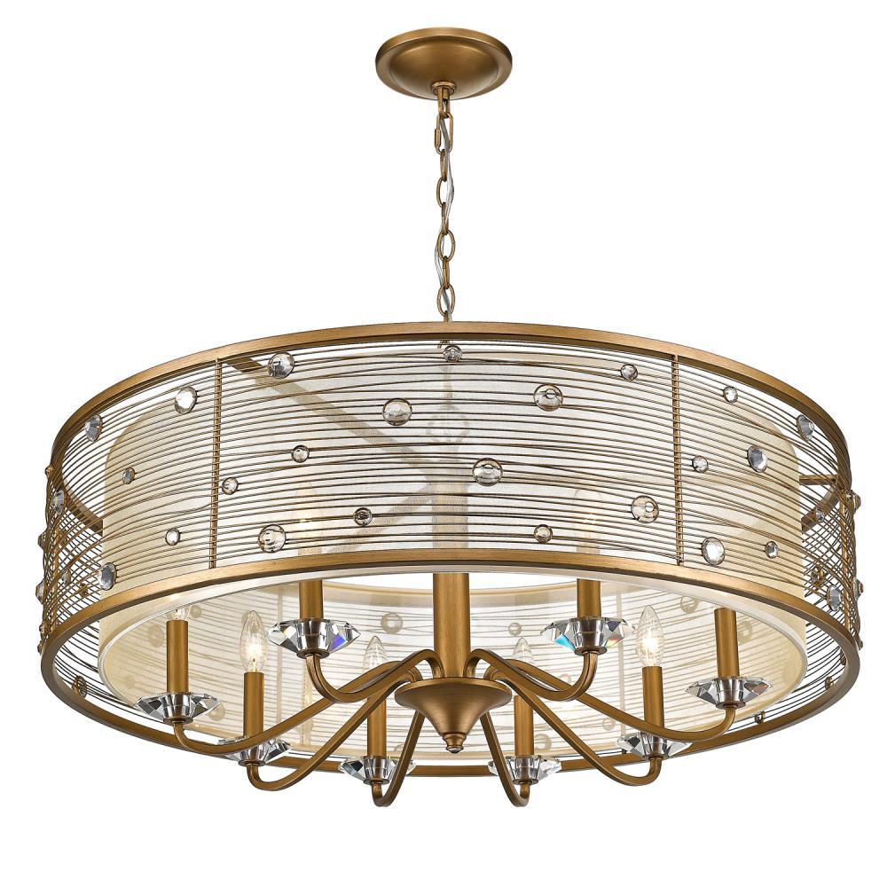 Golden Lighting Joia 8-Light Chandelier in Peruvian Gold with Sheer Filigree Mist