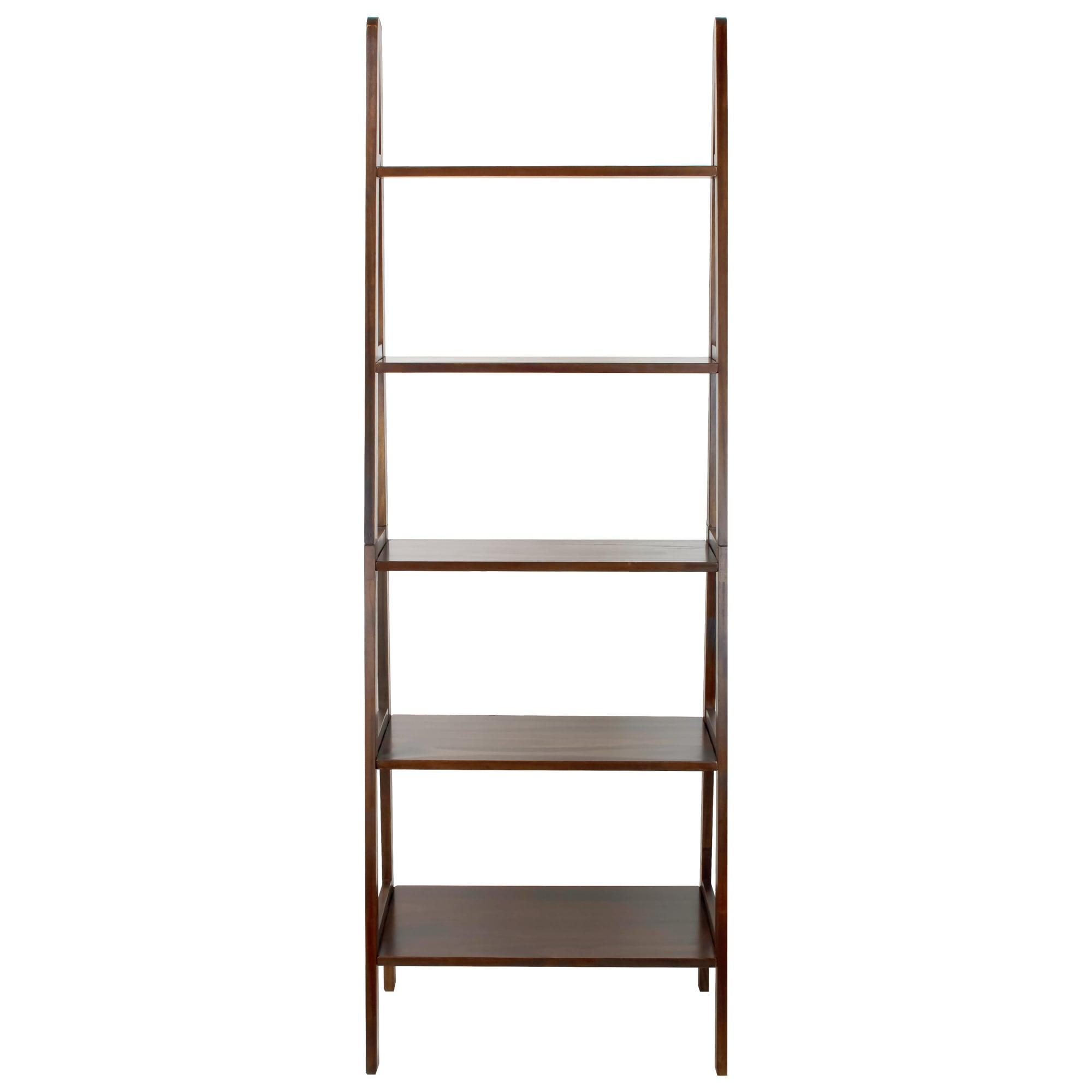 Casual Home 176-54 5-Shelf Ladder Bookcase, Warm Brown