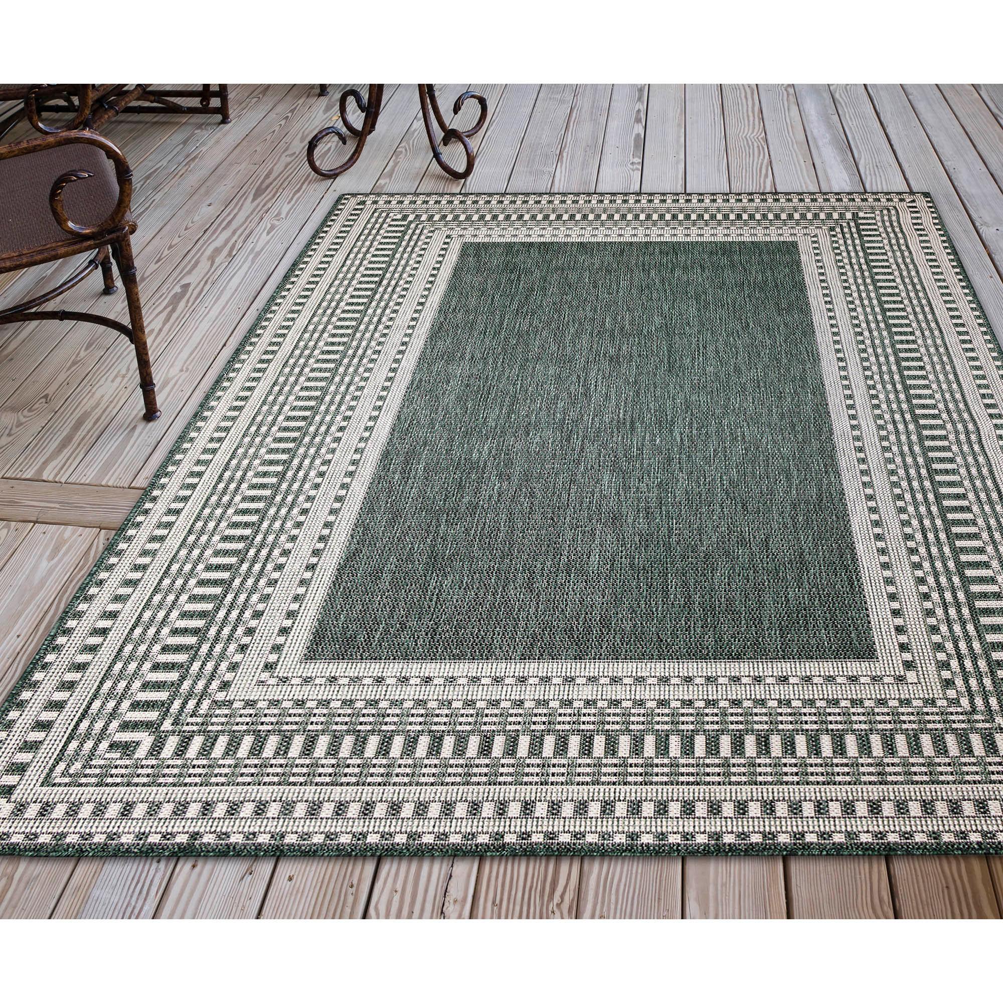 Liora Manne Malibu Etched Border Indoor/Outdoor Rug Charcoal 7'10" x 9'10"