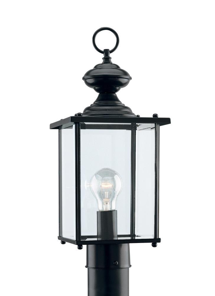 Black Clear Glass Outdoor Post Lantern with Beveled Shade