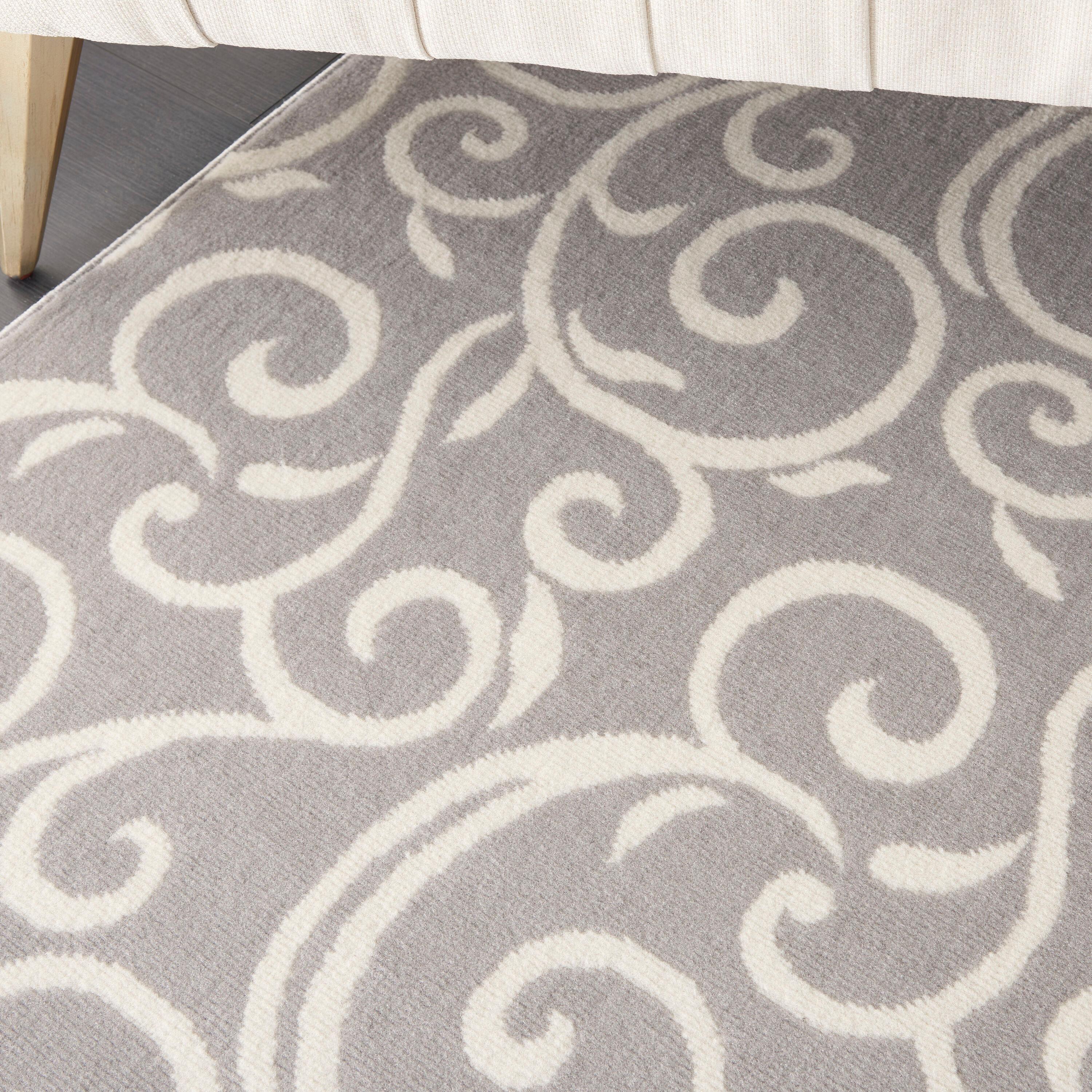 Nourison Grafix 7'10" x 9'10" (8' x 10') Grey Area Rug Bohemian Contemporary Botanical by Nourison