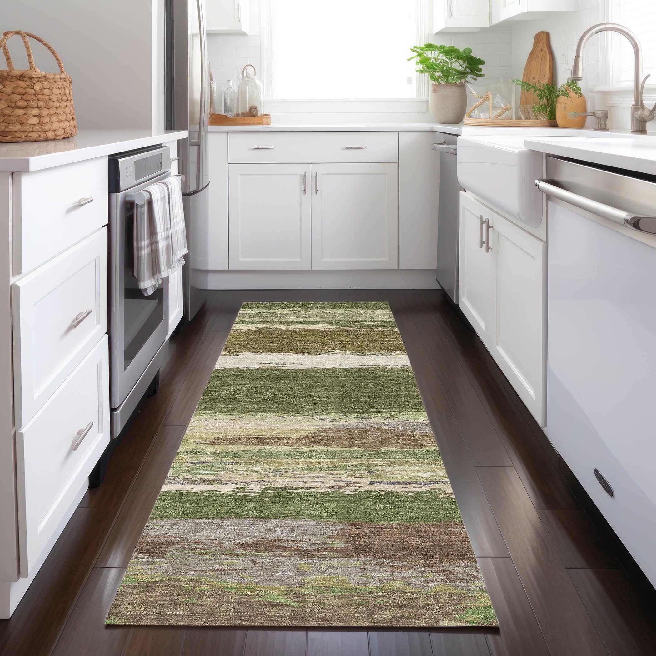 Machine Washable Indoor/Outdoor Chantille ACN1284 Olive Rug