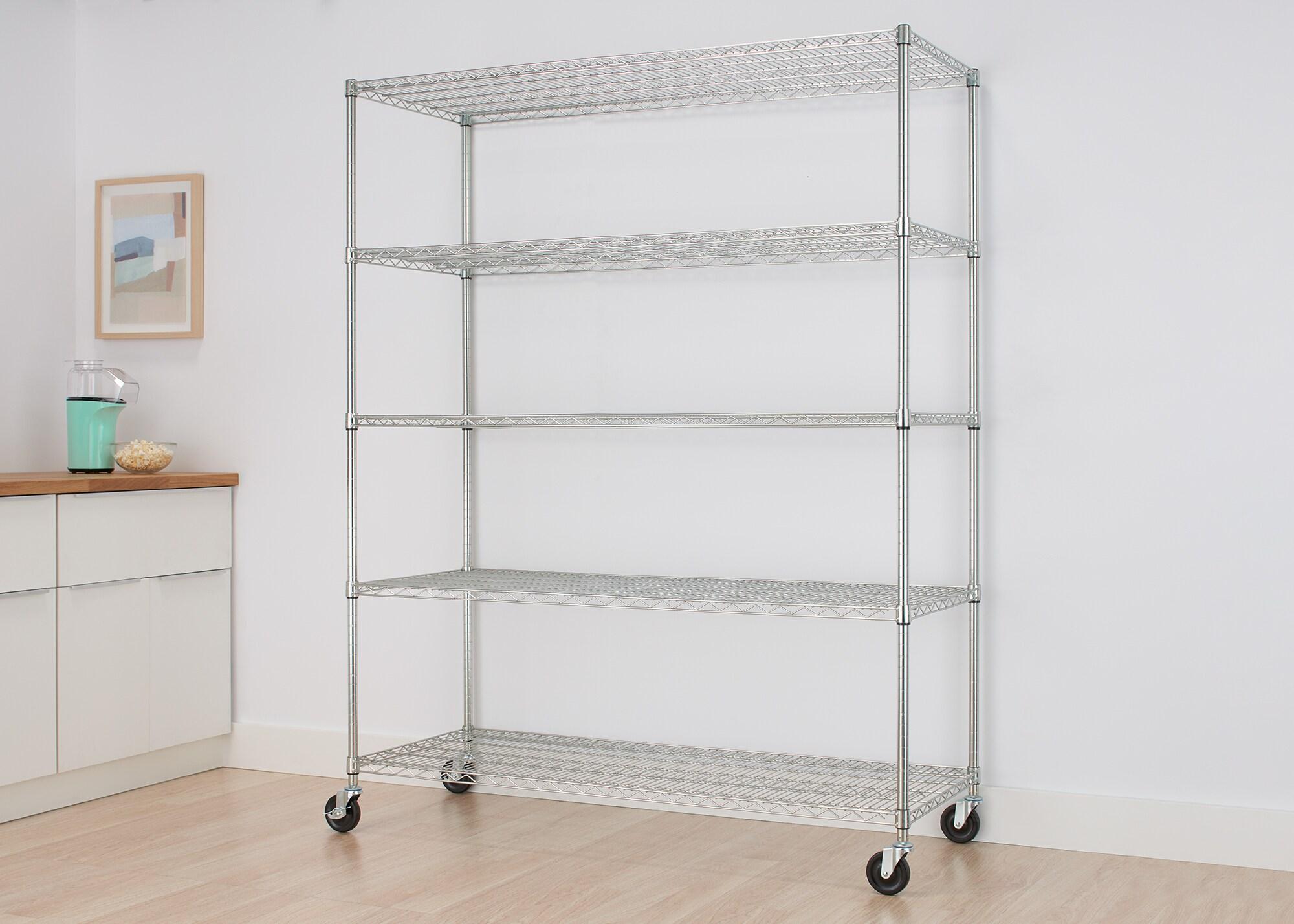 TRINITY EcoStorage 5-Tier NSF Rolling Steel Wire Shelving Unit w/ Wheels (60 in. W x 24 in. D)