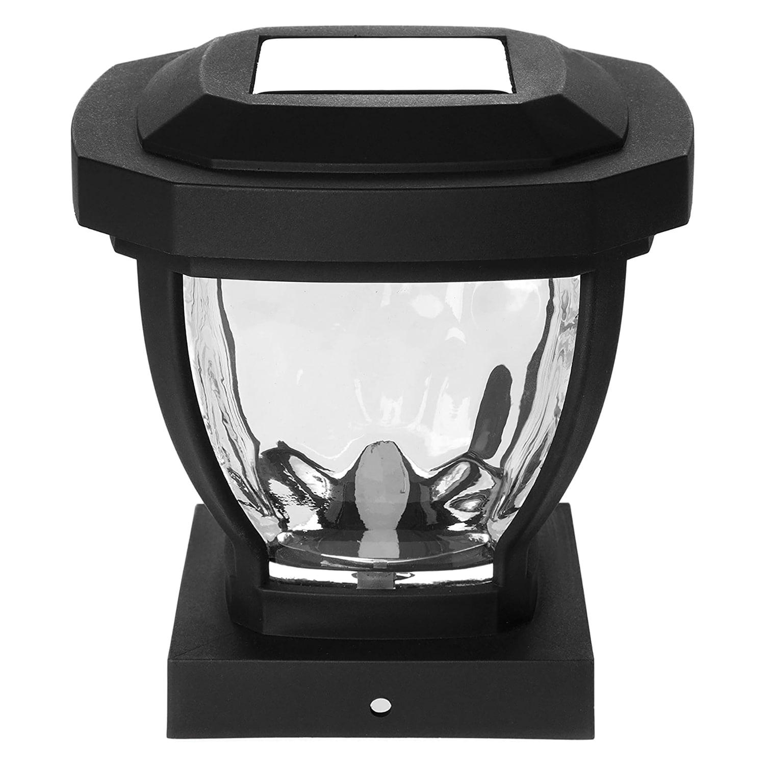 Home Zone Security Solar Powered Integrated LED Fence Post Cap Light 4 In. X 4 In. with Base Adapter Included Pack (Set of 2)