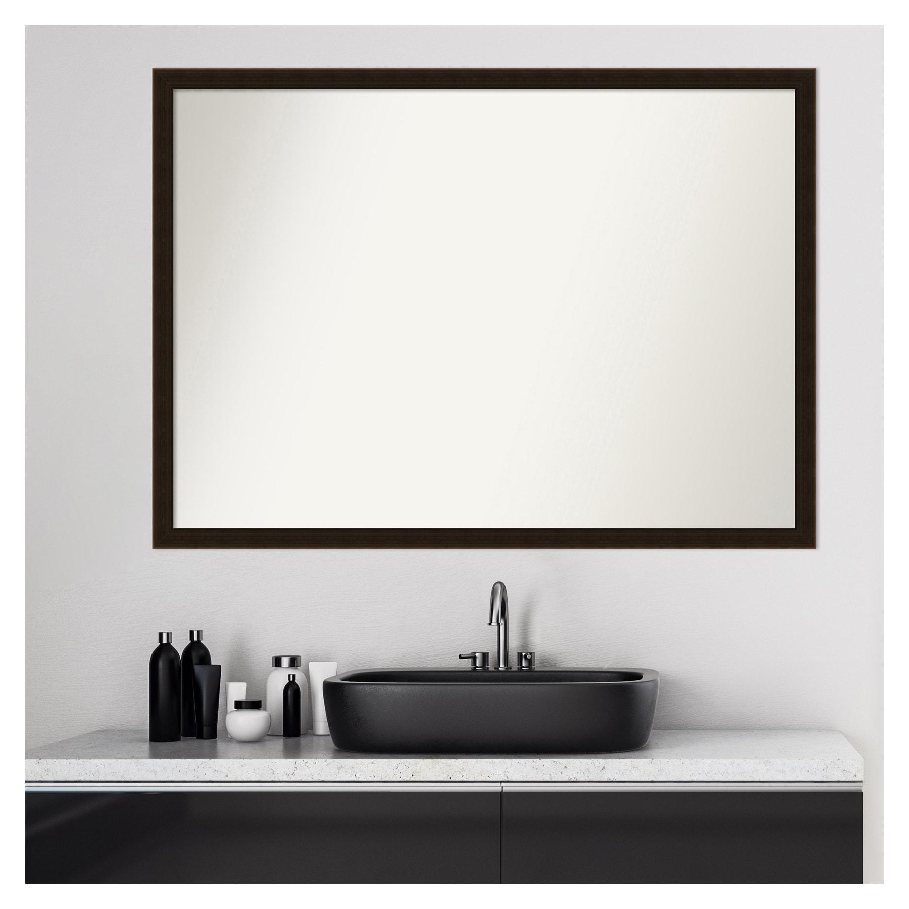 Amanti Art Espresso Brown Non-Beveled Wood Bathroom Wall Mirror 29 x 40 in.