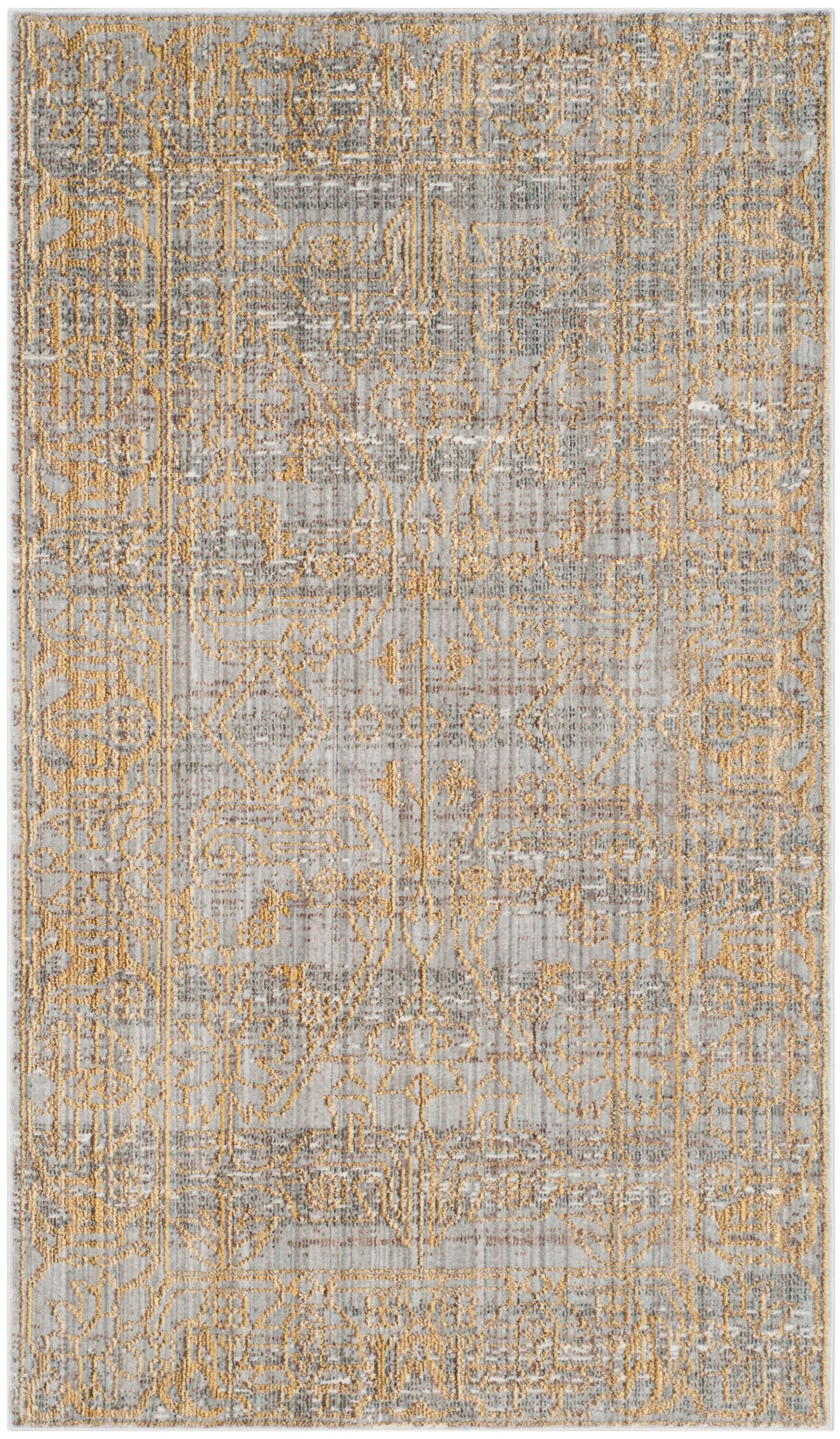 SAFAVIEH Valencia Julian Overdyed Polyester Area Rug, Grey/Gold, 3' x 5'