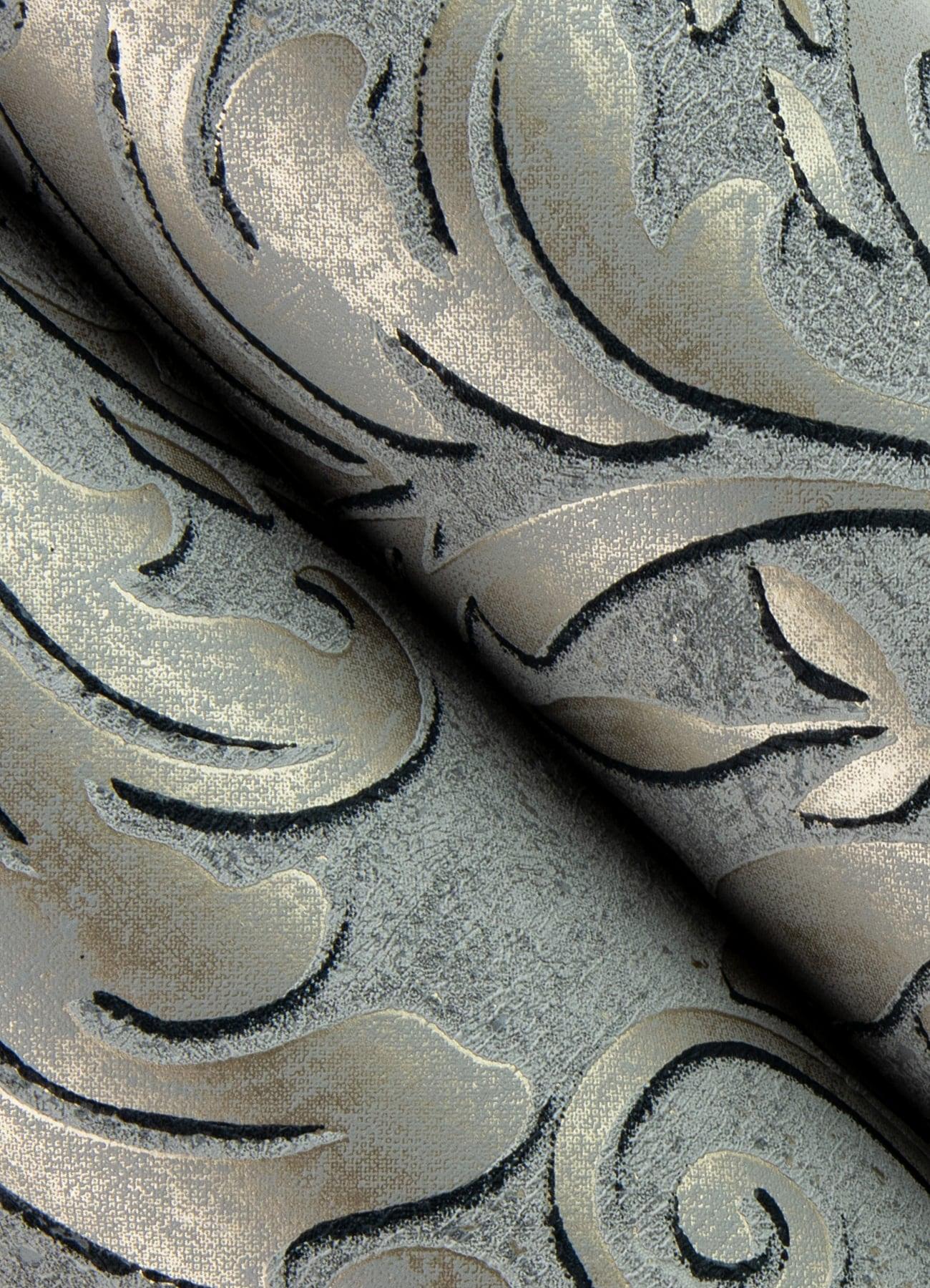 Advantage Anders Pewter Damask Wallpaper