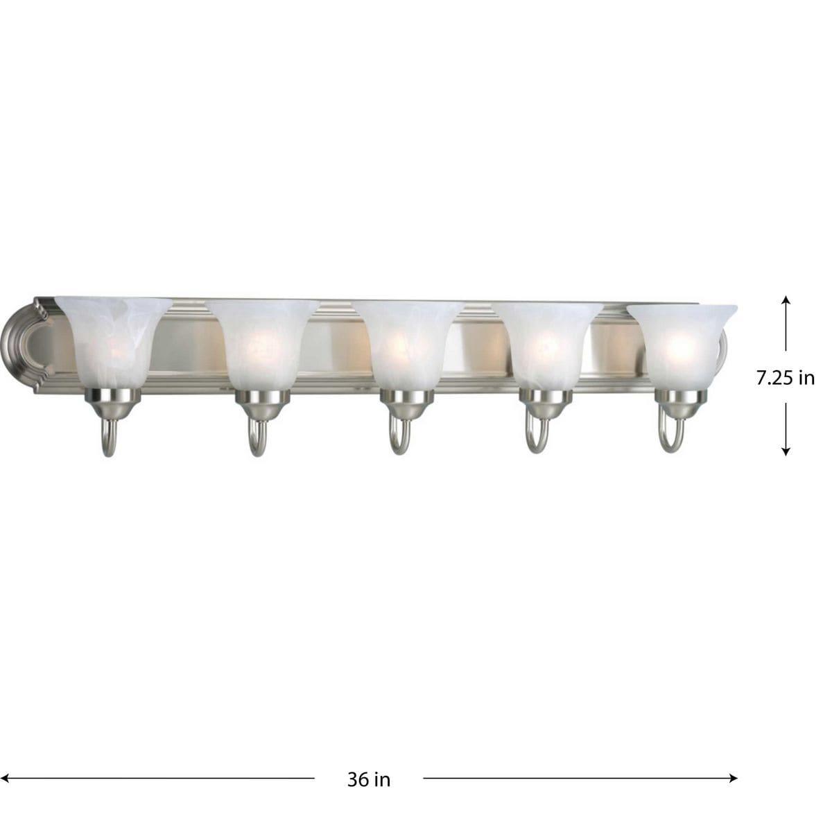 Progress Lighting Builder 5-Light Bath Bracket, Brushed Nickel, Alabaster Glass