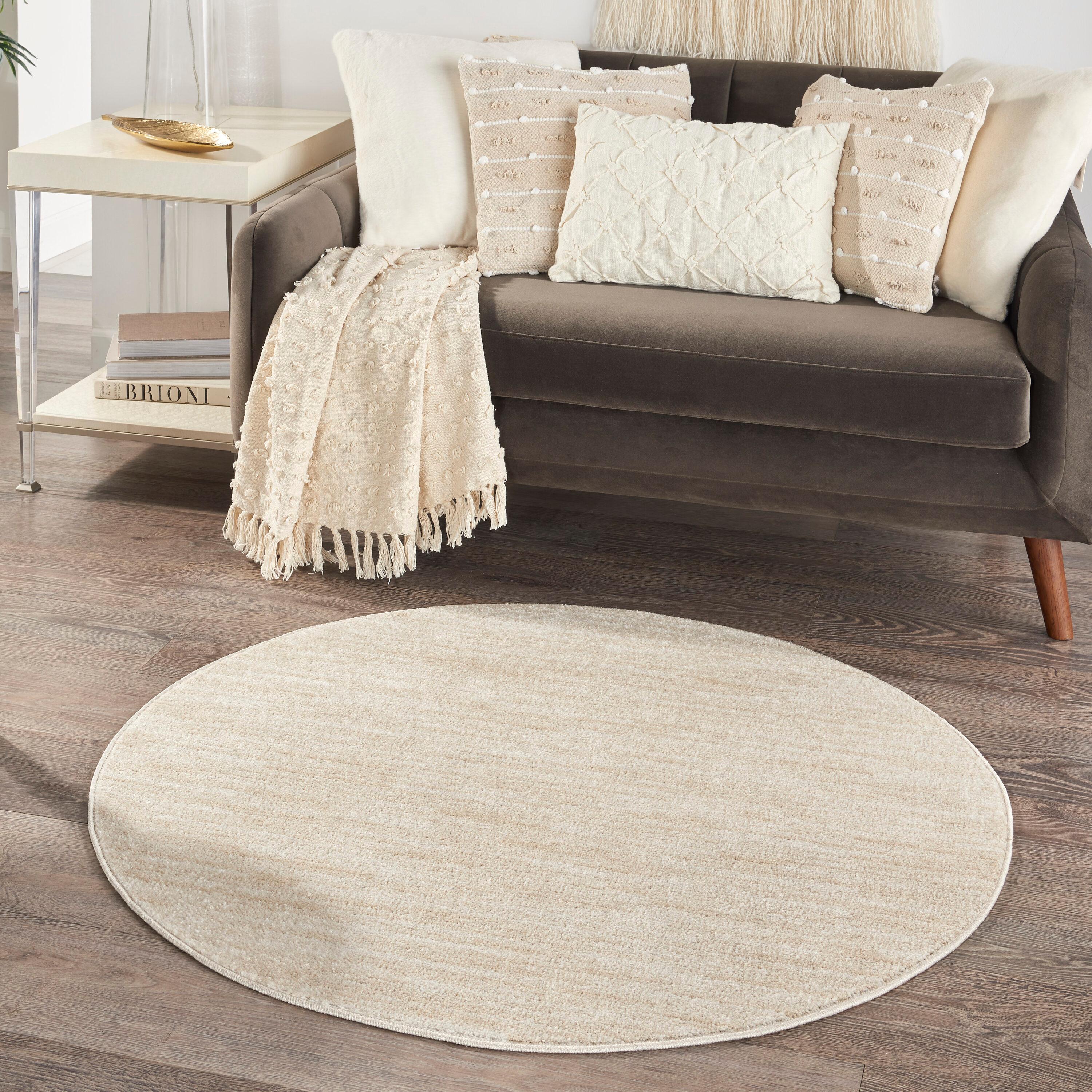 Nourison Essentials Easy Care Indoor Outdoor Area Rug - Ivory Beige 4' x Round