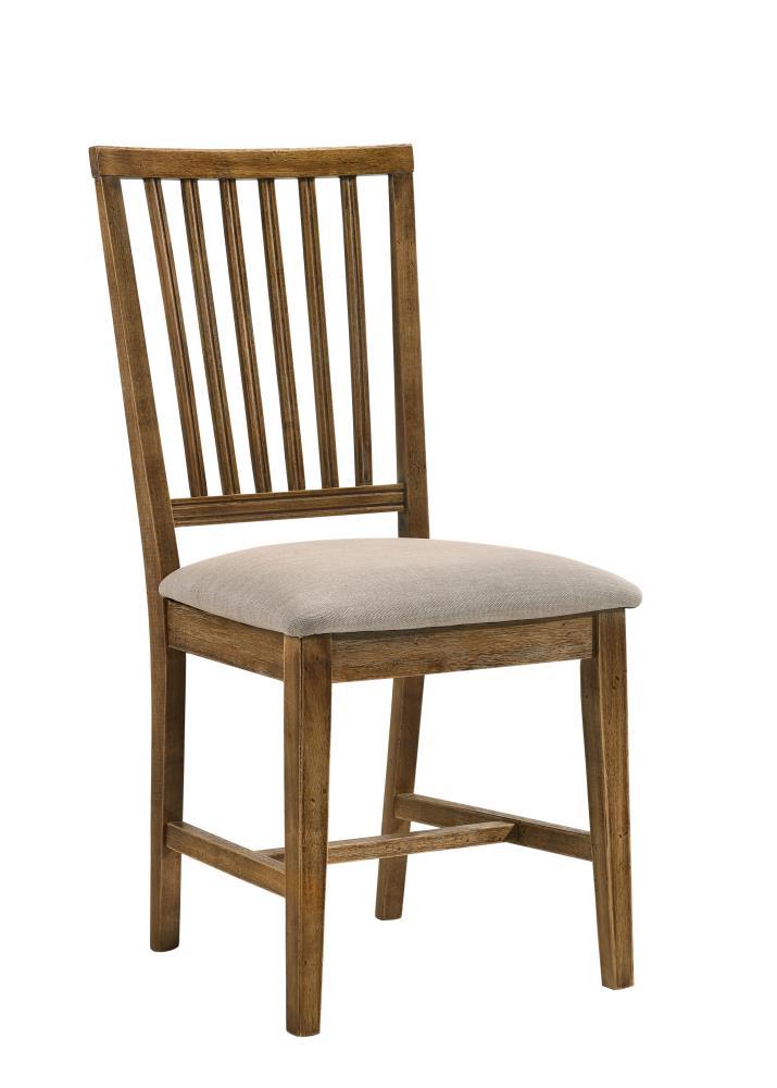 Acme Wallace II Side Chair (Set-2), Tan Linen & Weathered Oak Finish