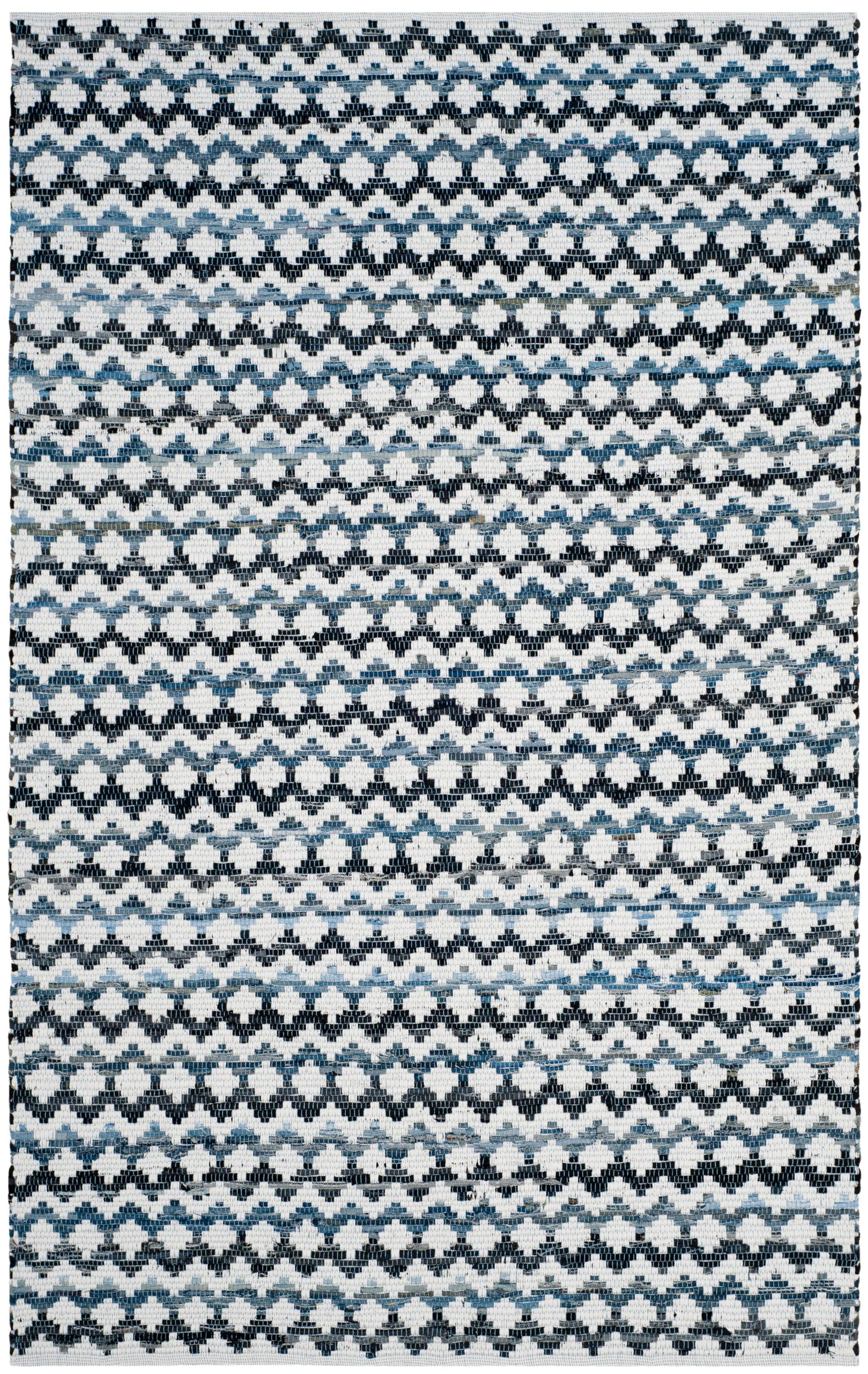 Montauk MTK120 Hand Woven Indoor Accent Rug - Ivory Blue/Black - 4'x6' - Safavieh