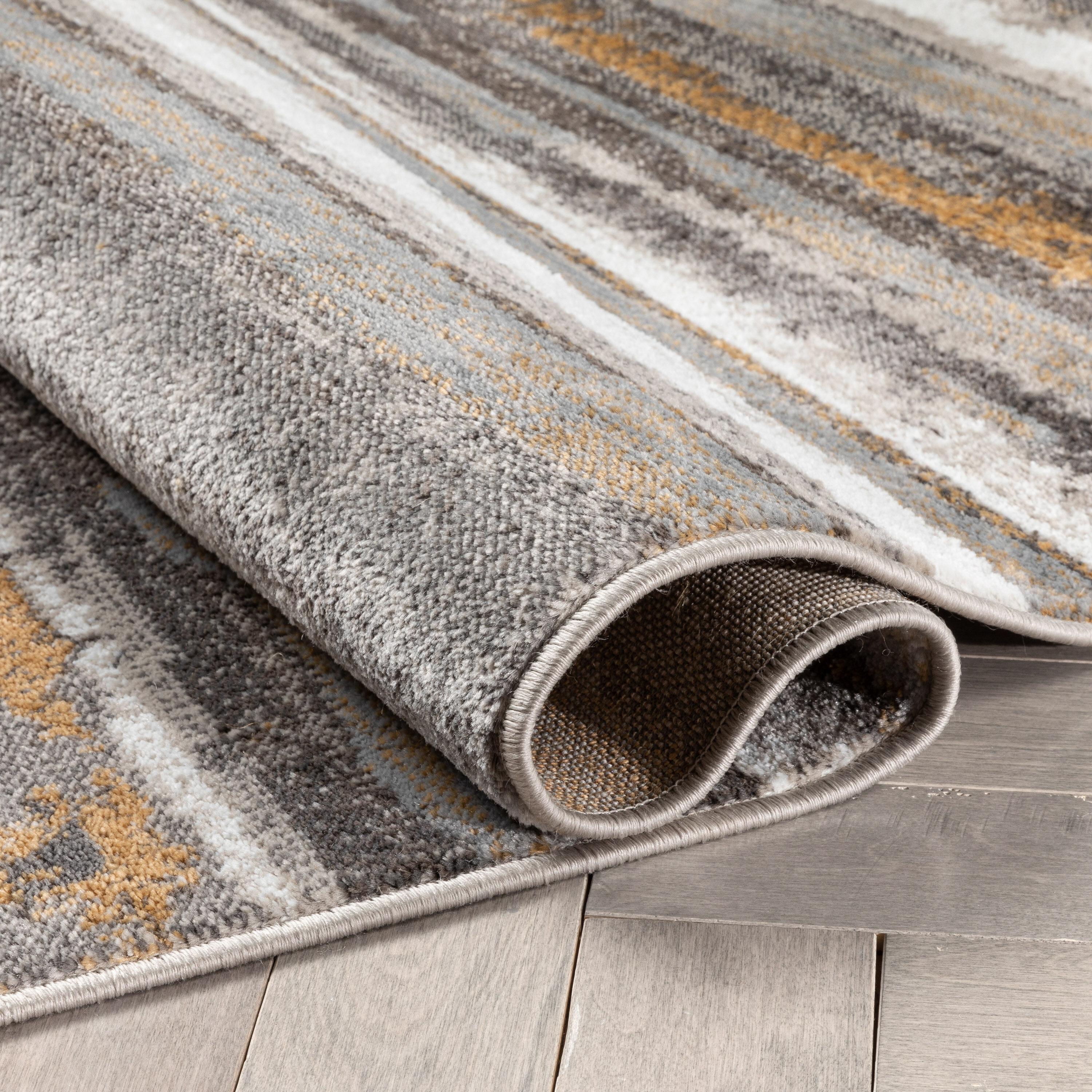 Wade Logan® Chimene Makai Modern Abstract Striped Gray Rug