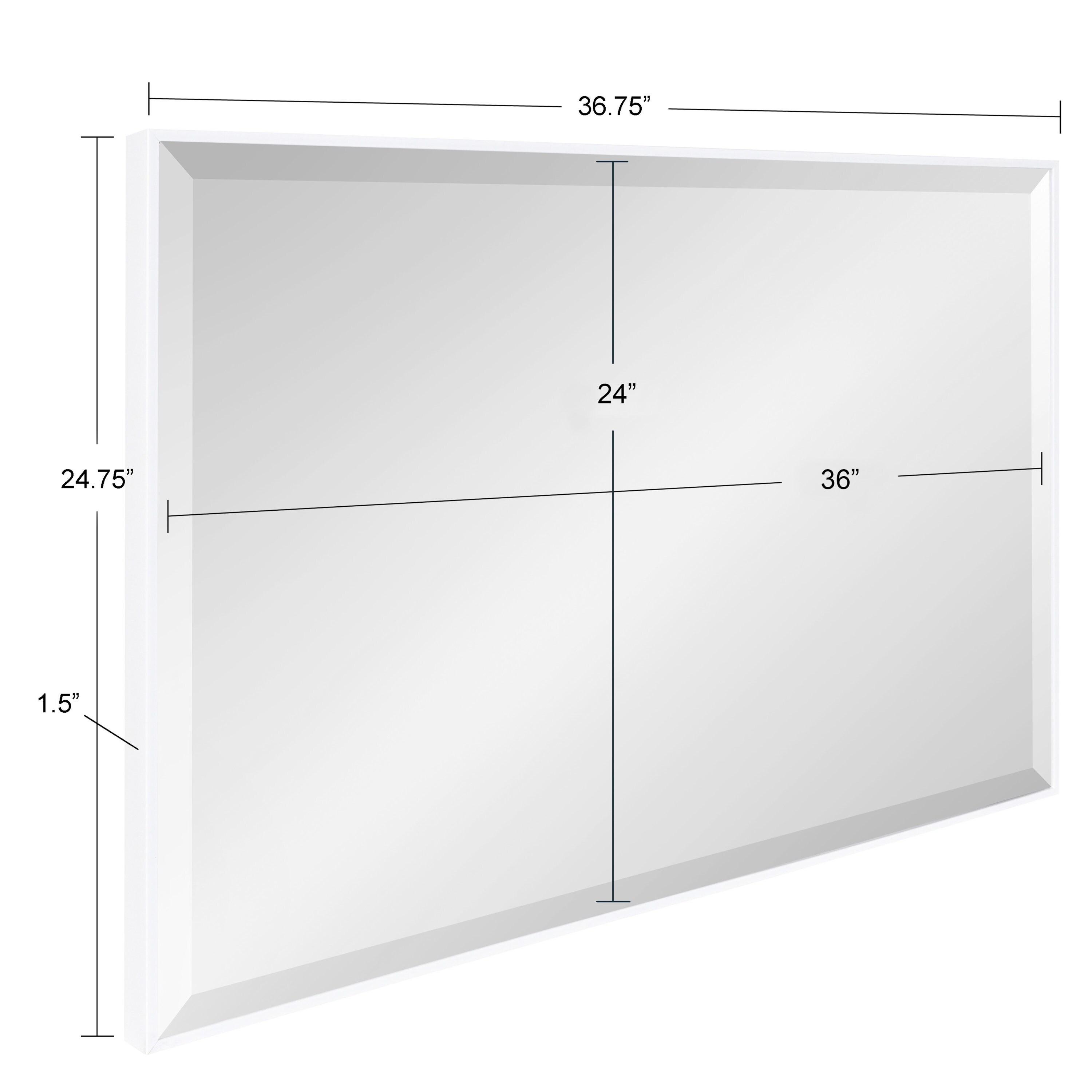 24.7" x 36.7" Rhodes Rectangle Wall Mirror White - Kate & Laurel All Things Decor: Modern, Beveled, Easy to Hang