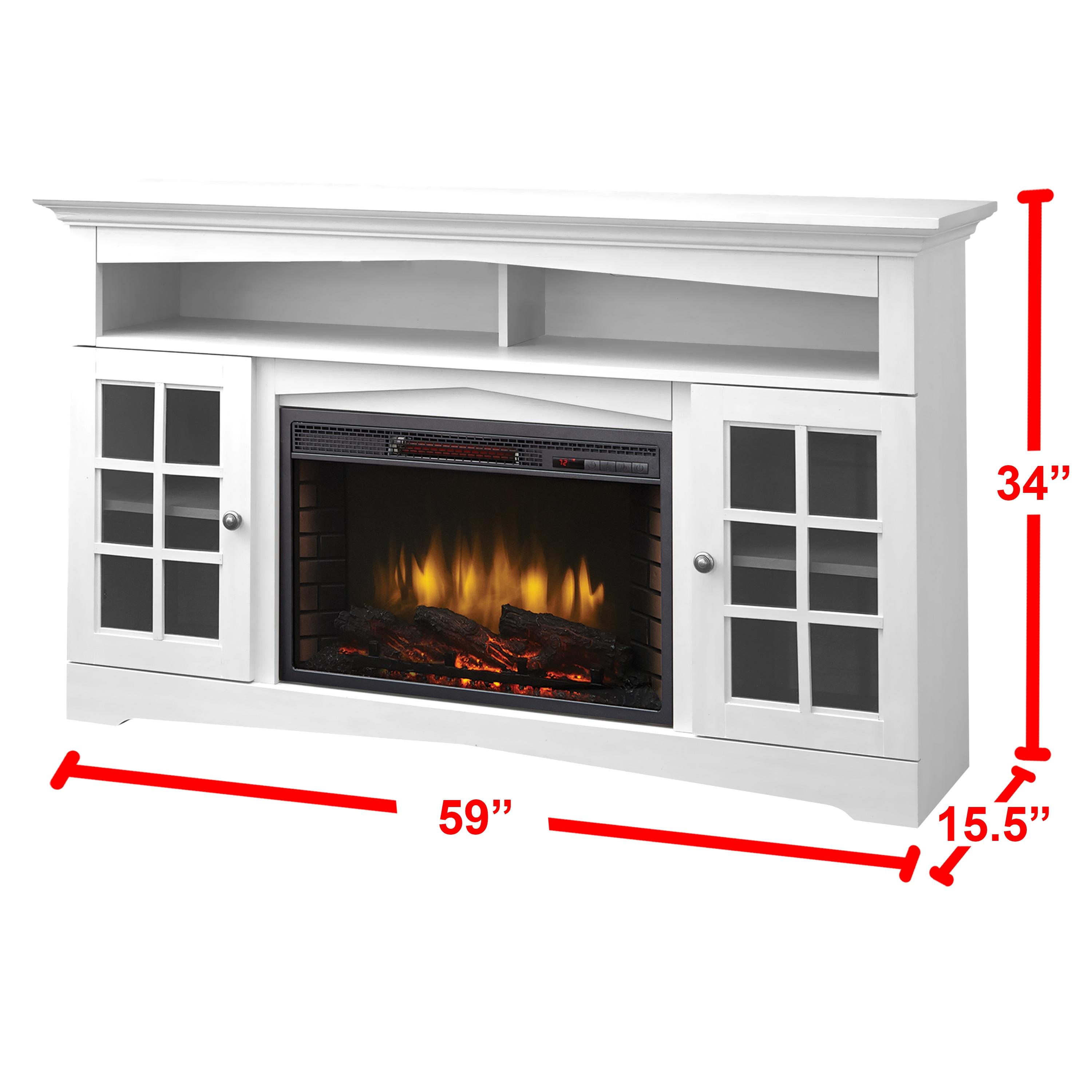 Muskoka Huntley 59" TV Stand Electric Fireplace White Wood Finish for TVs up to 65"