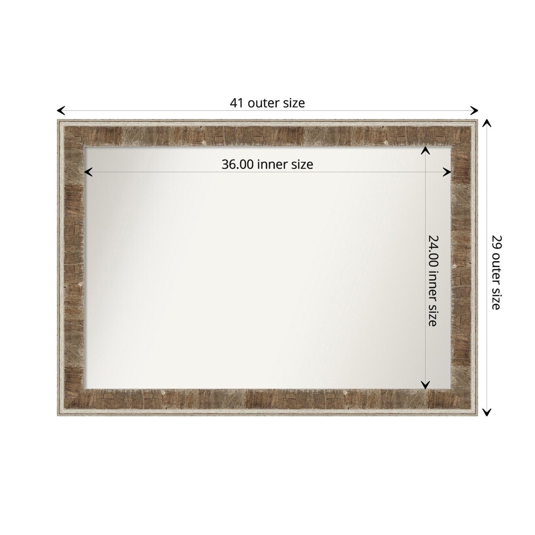 Amanti Art Farmhouse Brown Narrow Non-Beveled Wood Bathroom Wall Mirror 28.75 x 40.75 in.