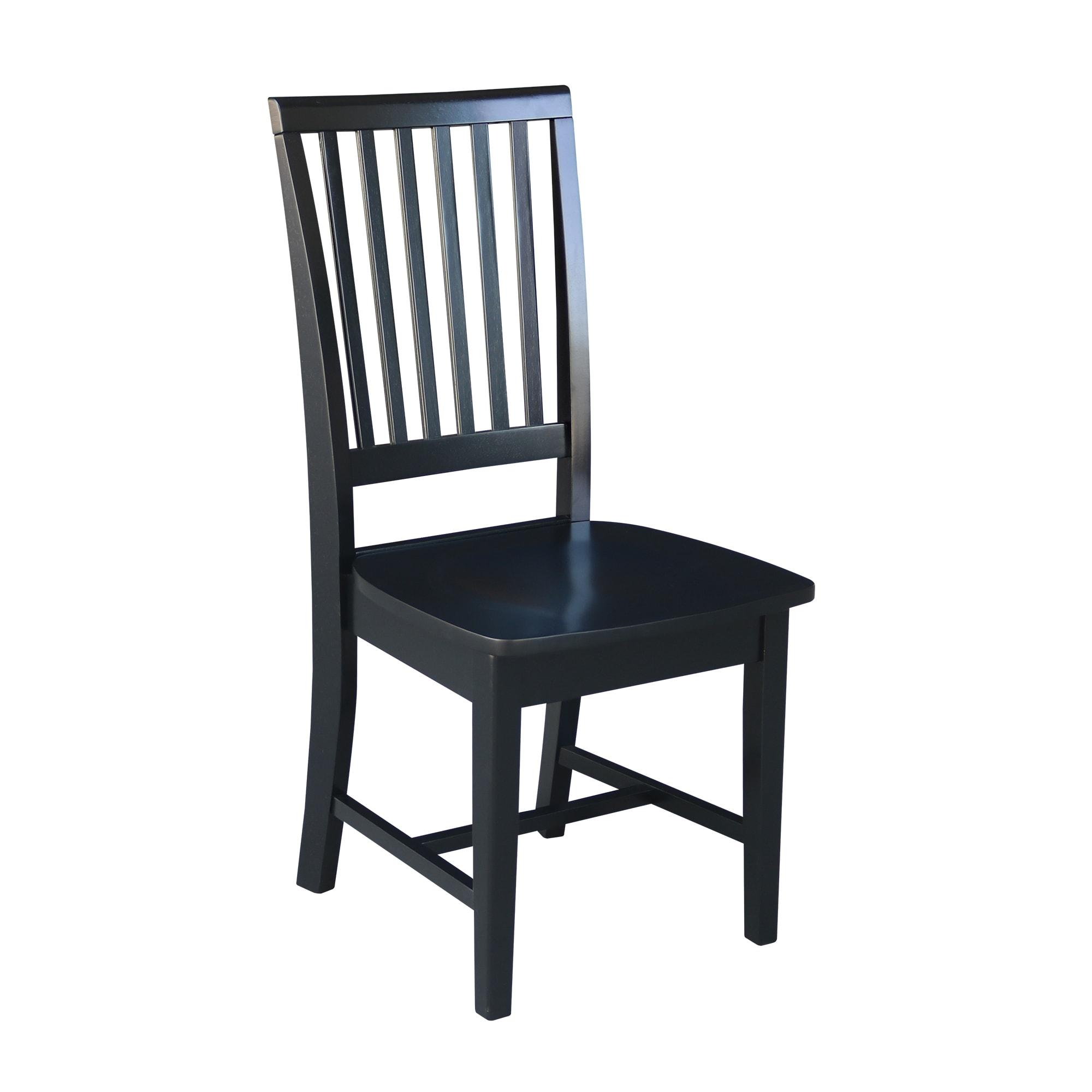 Set of 2 Mission Side Chair Black - International Concepts: Solid Wood, Slat Back, Armless