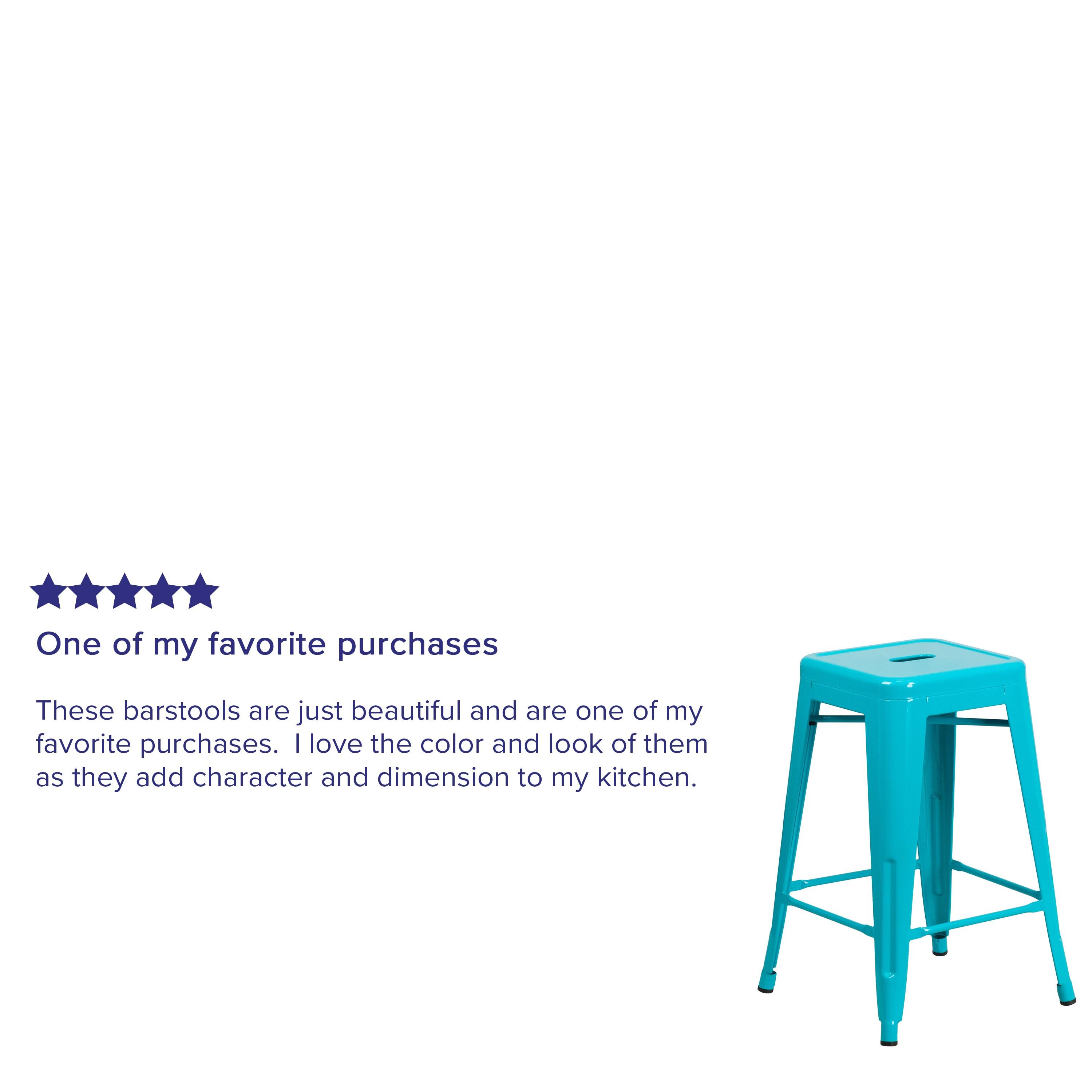 Flash Furniture Commercial Grade 24" High Backless Crystal Teal-Blue Indoor-Outdoor Counter Height Stool