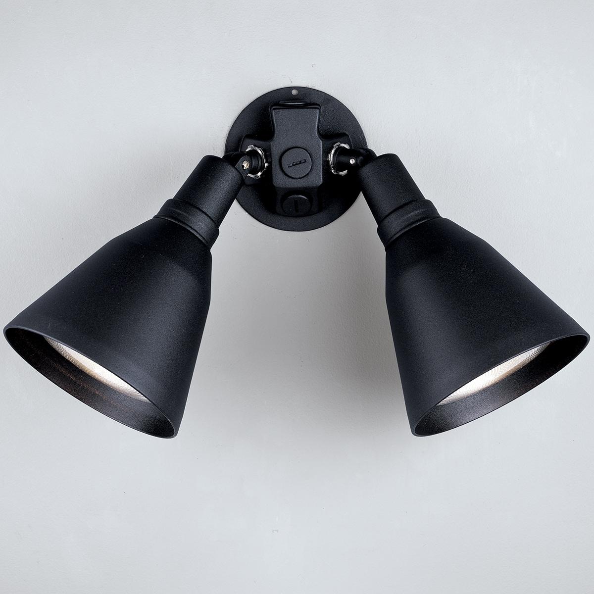 Progress Lighting Par 2-Light Outdoor Wall Light in Black Porcelain with Shade