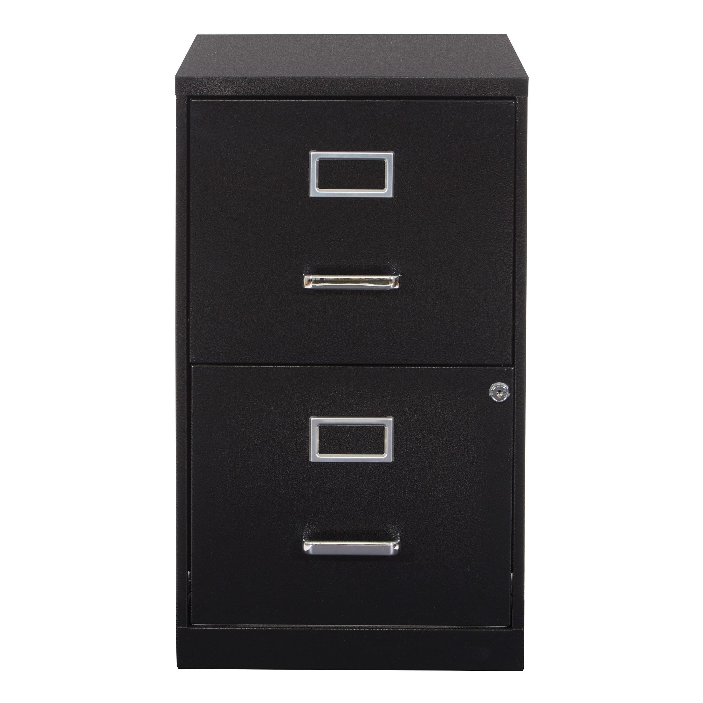 2 Drawer Locking Metal File Cabinet in Black