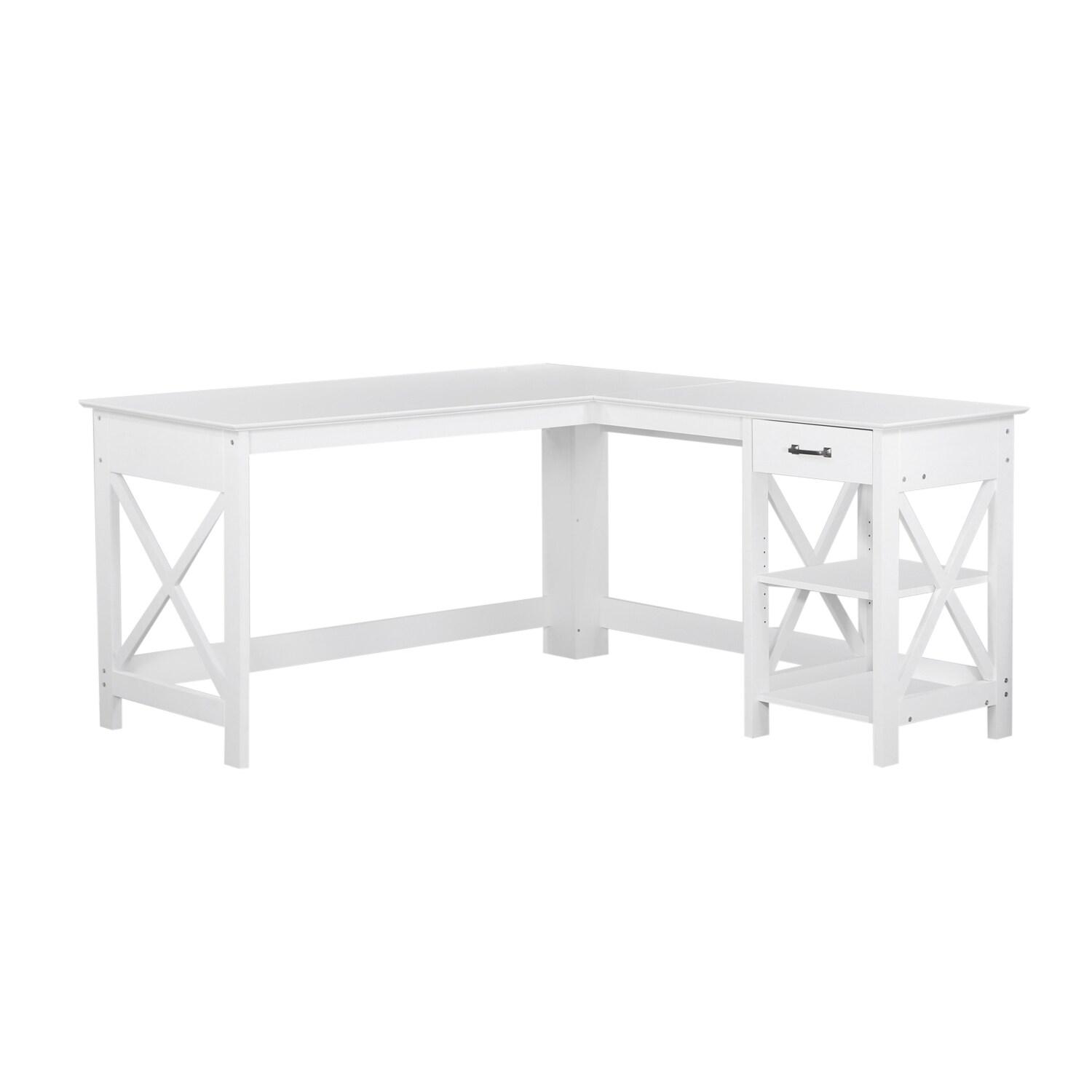 Saint Birch L-Desk, White