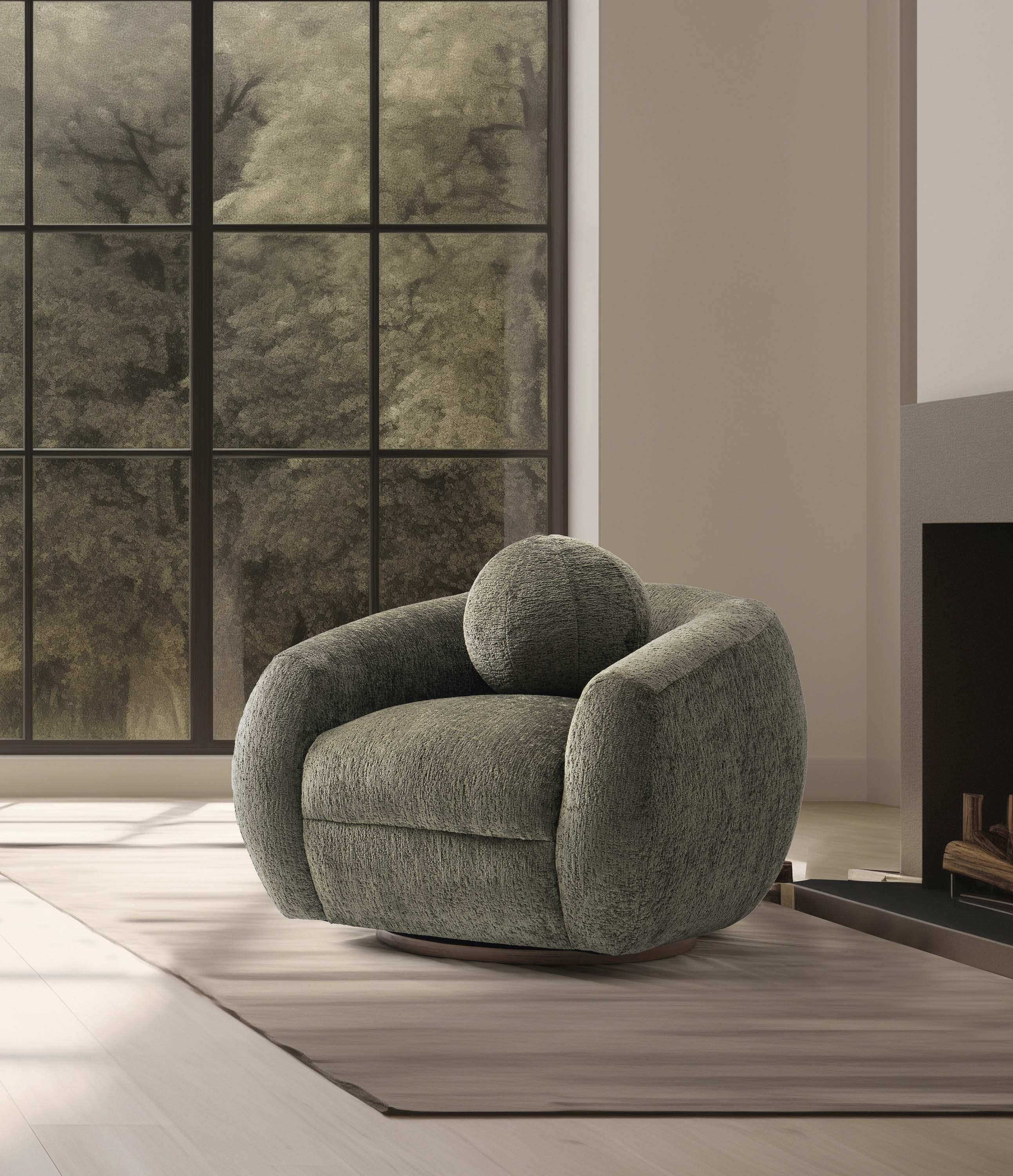 Manhattan Comfort Tribeca Modern Chenille Upholstered Accent Chair Olive Green