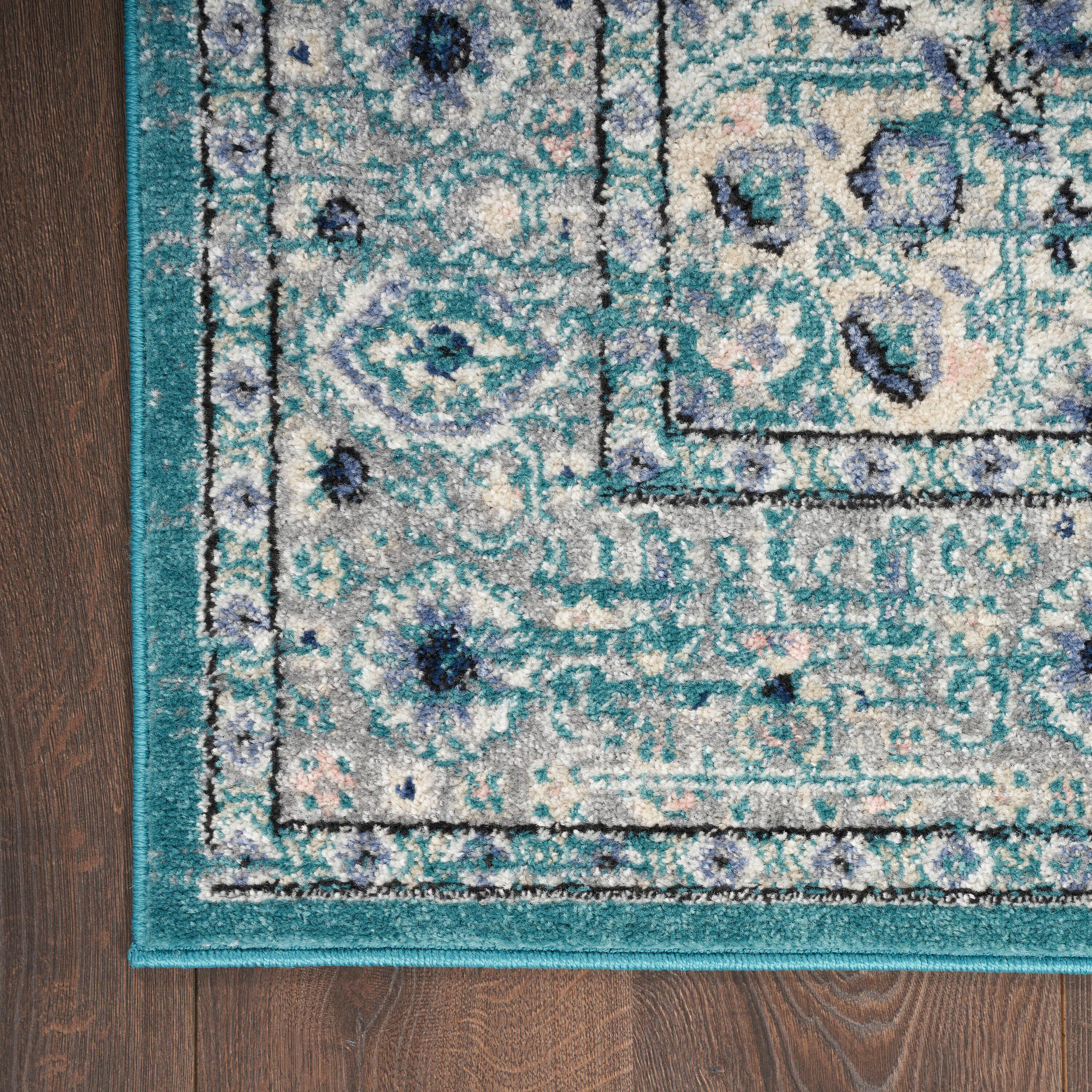 Nourison Passion Medallion Bohemian Indoor Rug Turquoise Grey 1'10" x 2'10"