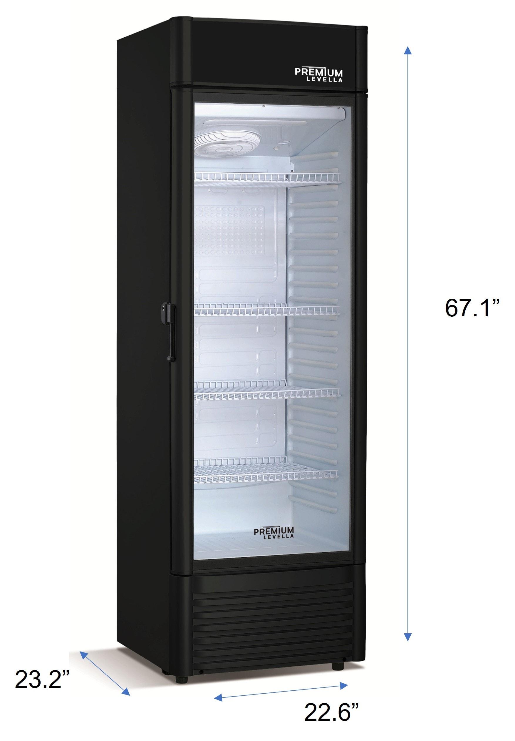 Premium Levella 9.0 cu ft 1-Glass Door Commercial Refrigerator, Matte Black