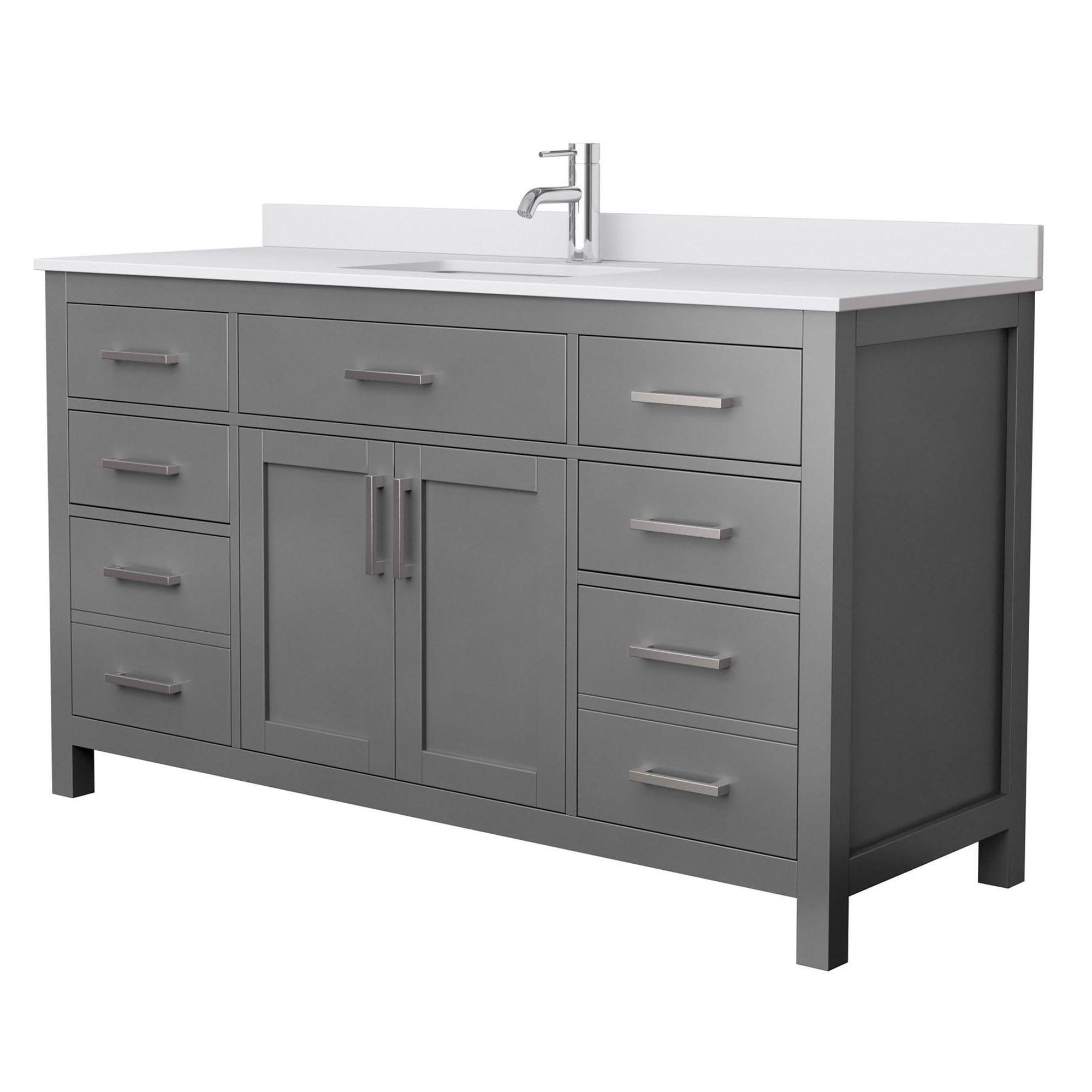 Beckett 60" Freestanding Single Bathroom Vanity with Cultured Marble Top