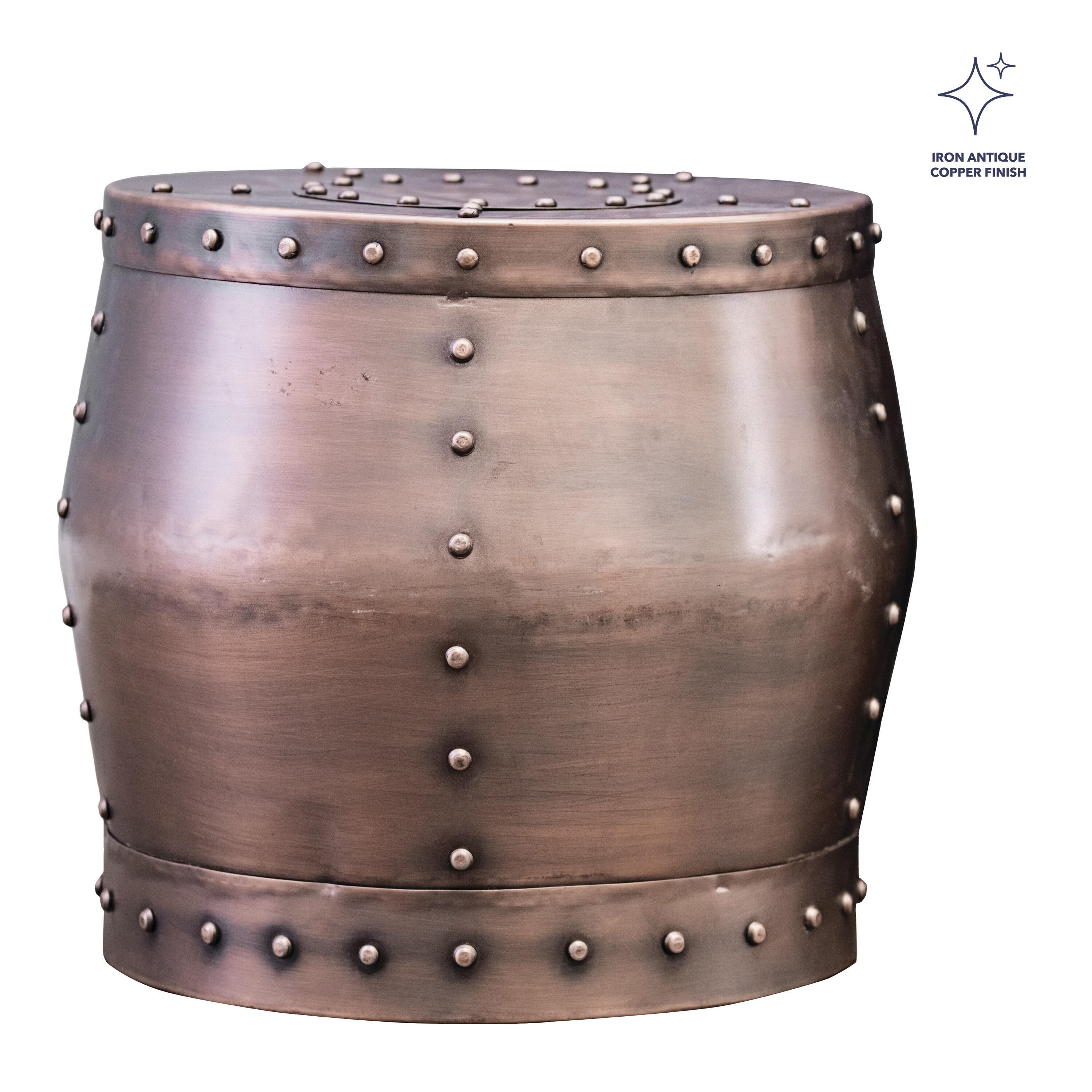 Steve Silver Cooper 16" Round Metal End Table, Antique Copper