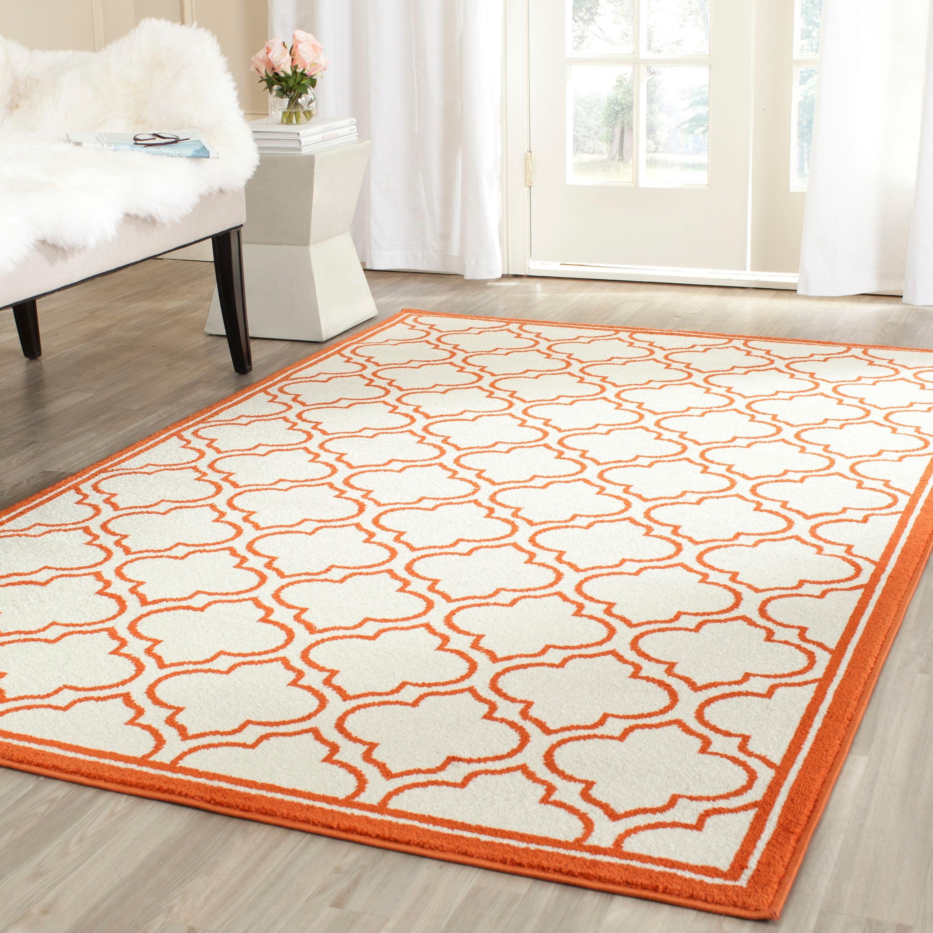 Amherst AMT412 Power Loomed Area Rug - Ivory/Orange - 5'3"x8' - Safavieh.