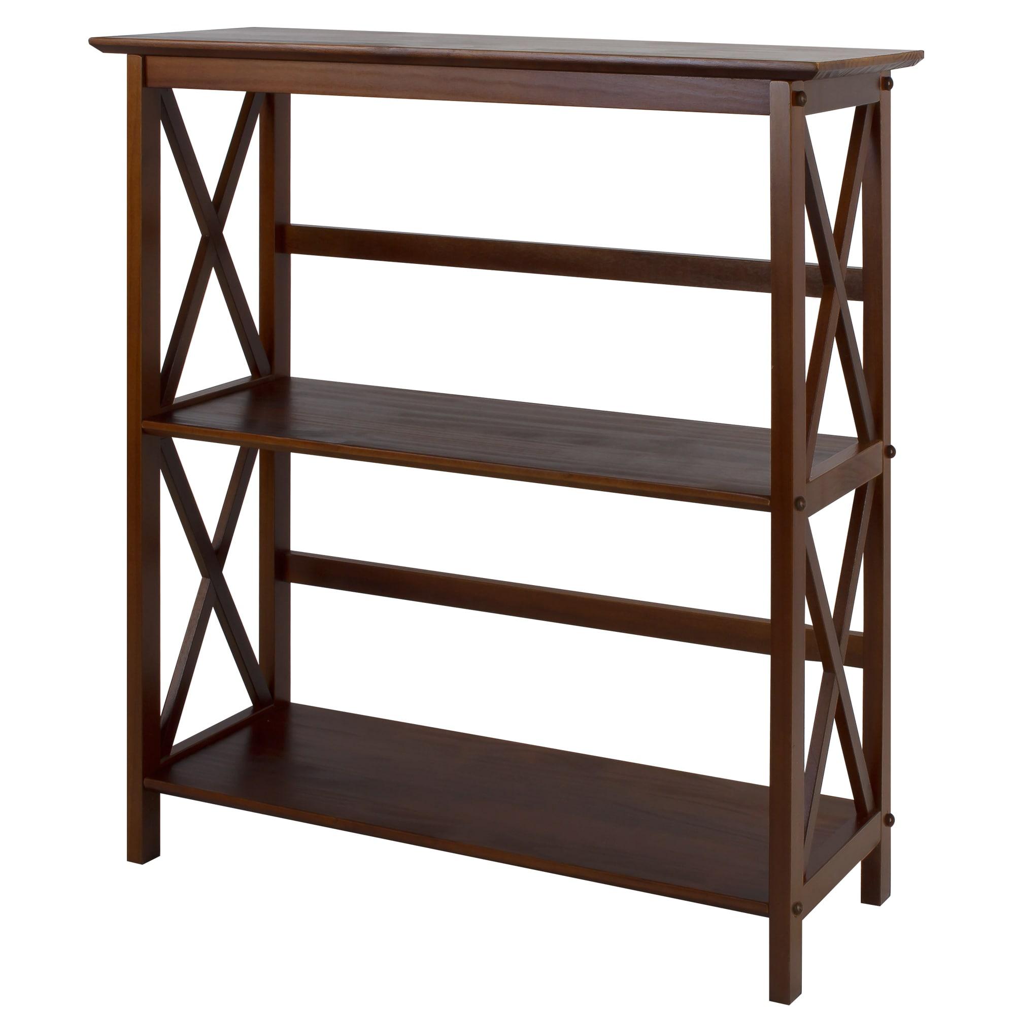 Casual Home 324-34 Soild Wood Montego X Design Style 3 Shelf Bookcase, Walnut