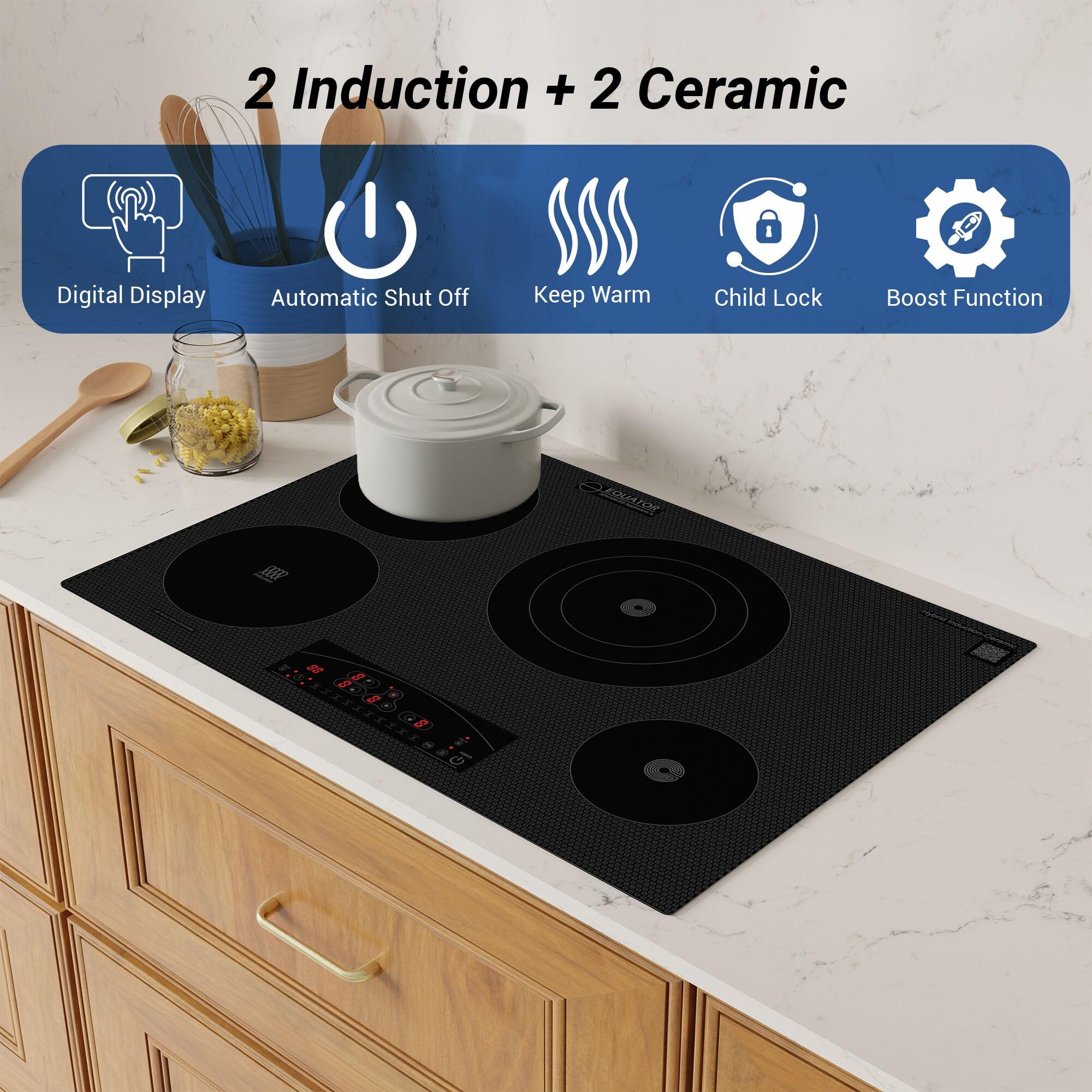 Equator Design 30" Electric Hybrid CERAMIC-INDUCTION 4 Burner Cooktop 220V