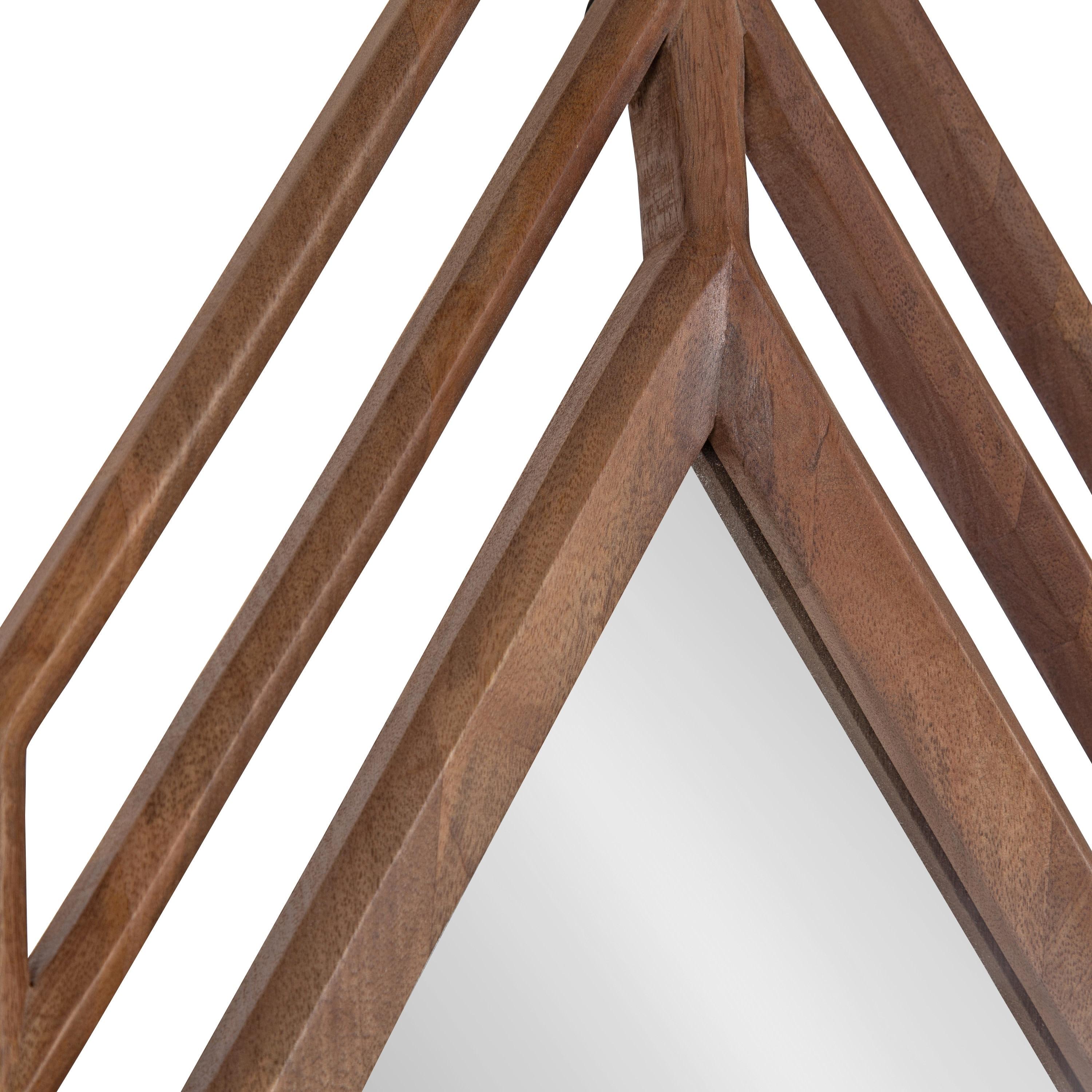 Kate and Laurel Vayga Bohemian Geometric Decorative Wall Mirror, 14 x 42, Natural, Modern Hexagon Mirror for Wall
