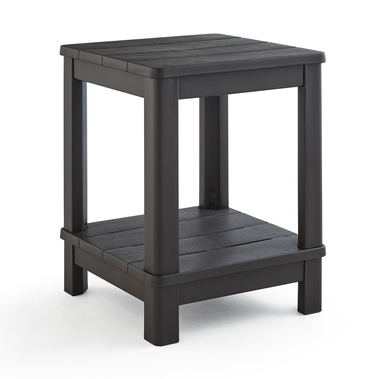 Deluxe 20 in. Resin Brown Square Patio Side Table With Storage