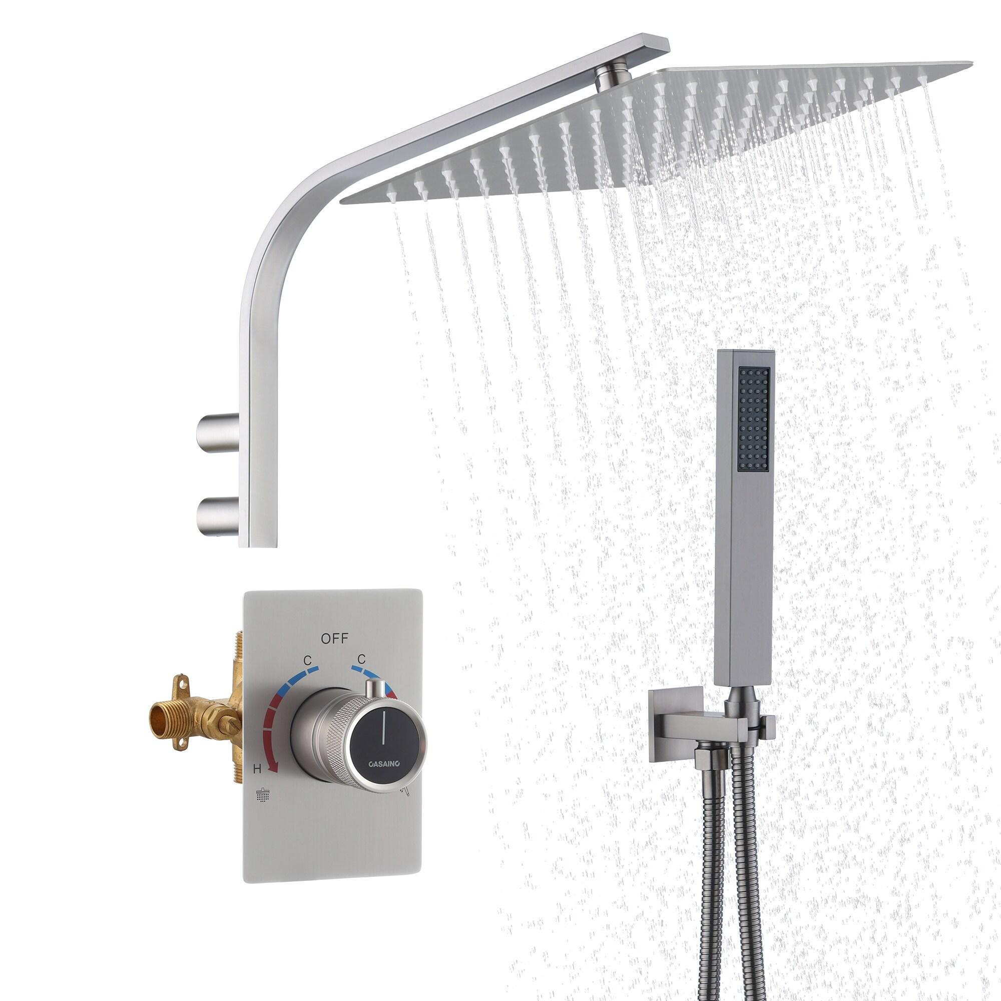 Brushed Nickel Multi-Head Rain Shower System with Handheld