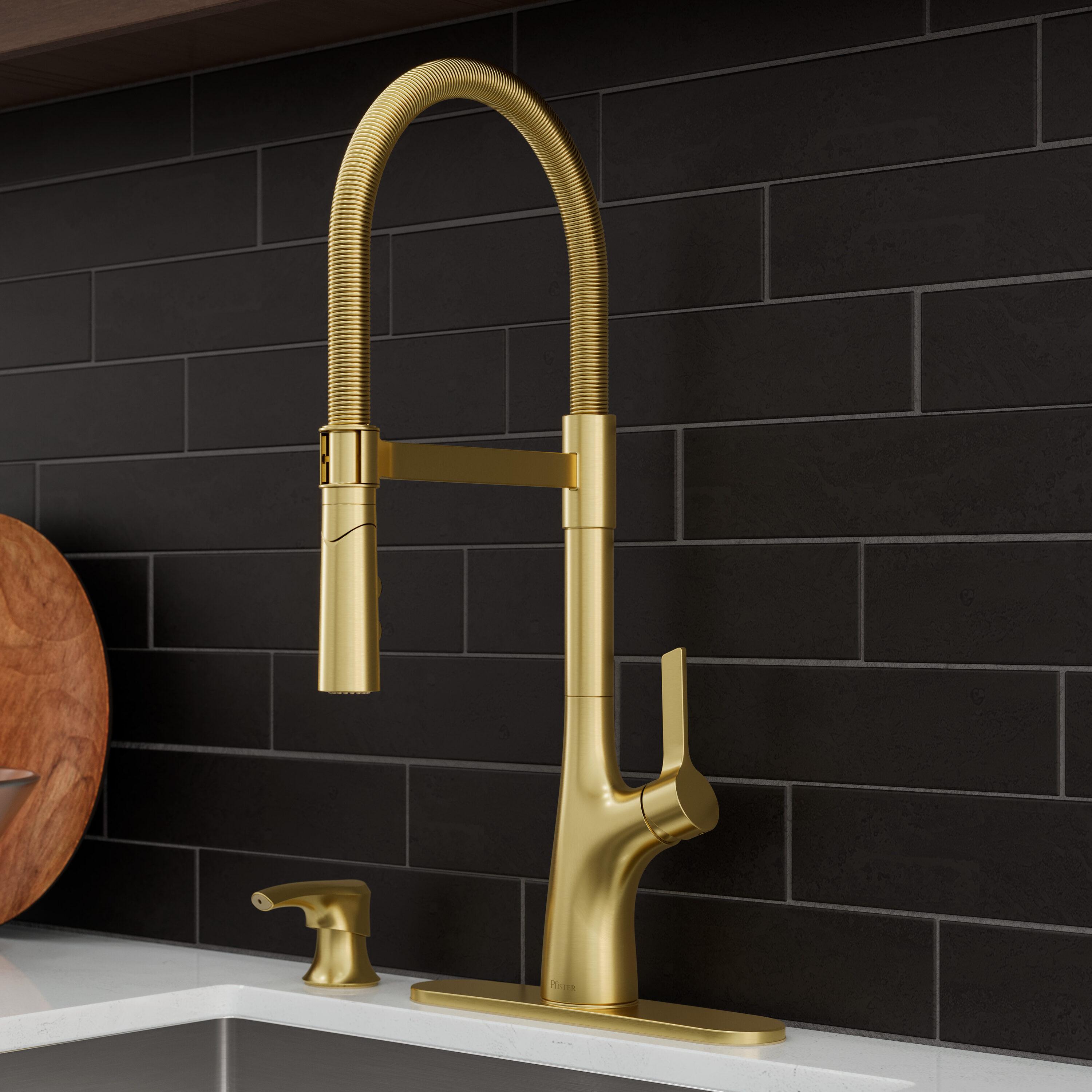 Ceylon Single Handle Culinary Pull Down Sprayer Kitchen Faucet in Brushed Gold