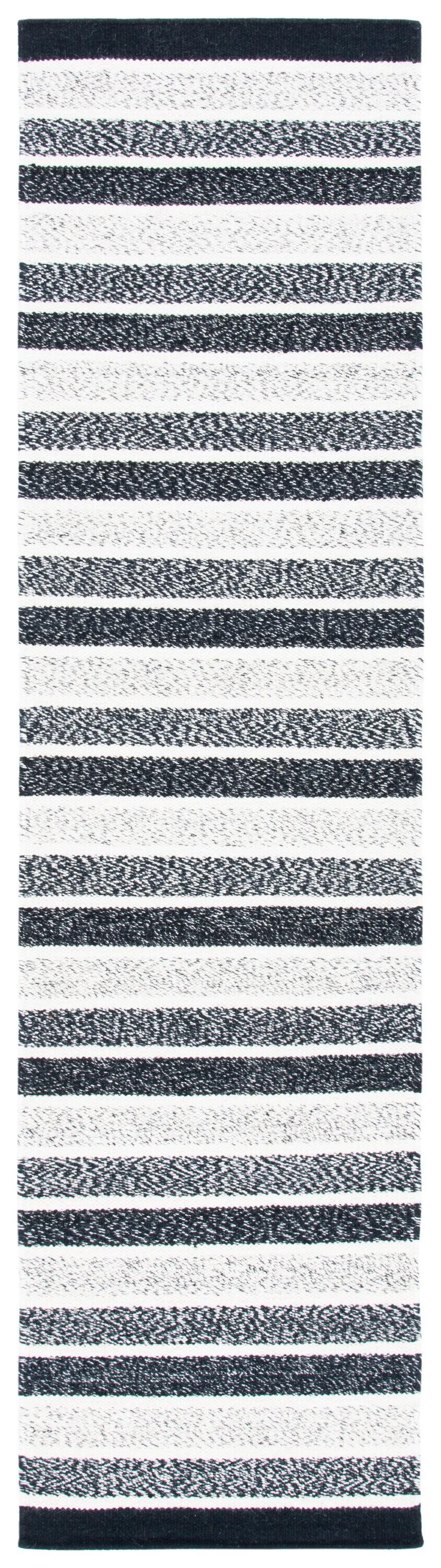 Kilim KLM151 Hand Woven Runner Rug - Black/Ivory - 2'3"x9' - Safavieh.