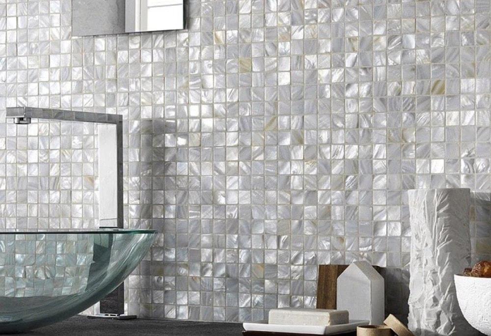 12" x 12" Seashell Grid Mosaic Wall & Floor Tile