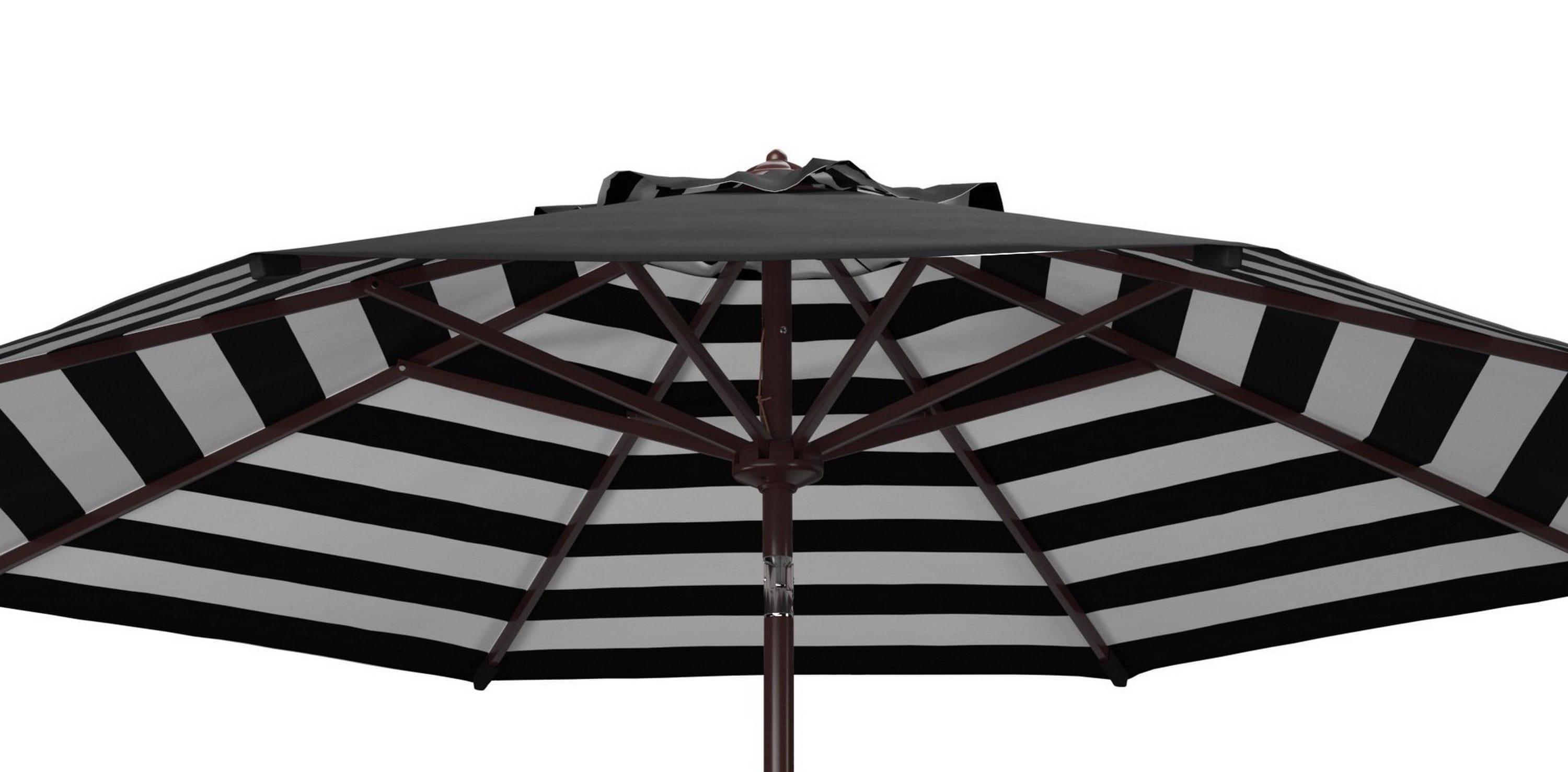 Athens Inside Out Striped 9Ft Crank Auto Tilt Umbrella - PAT8007 - Black - Safavieh