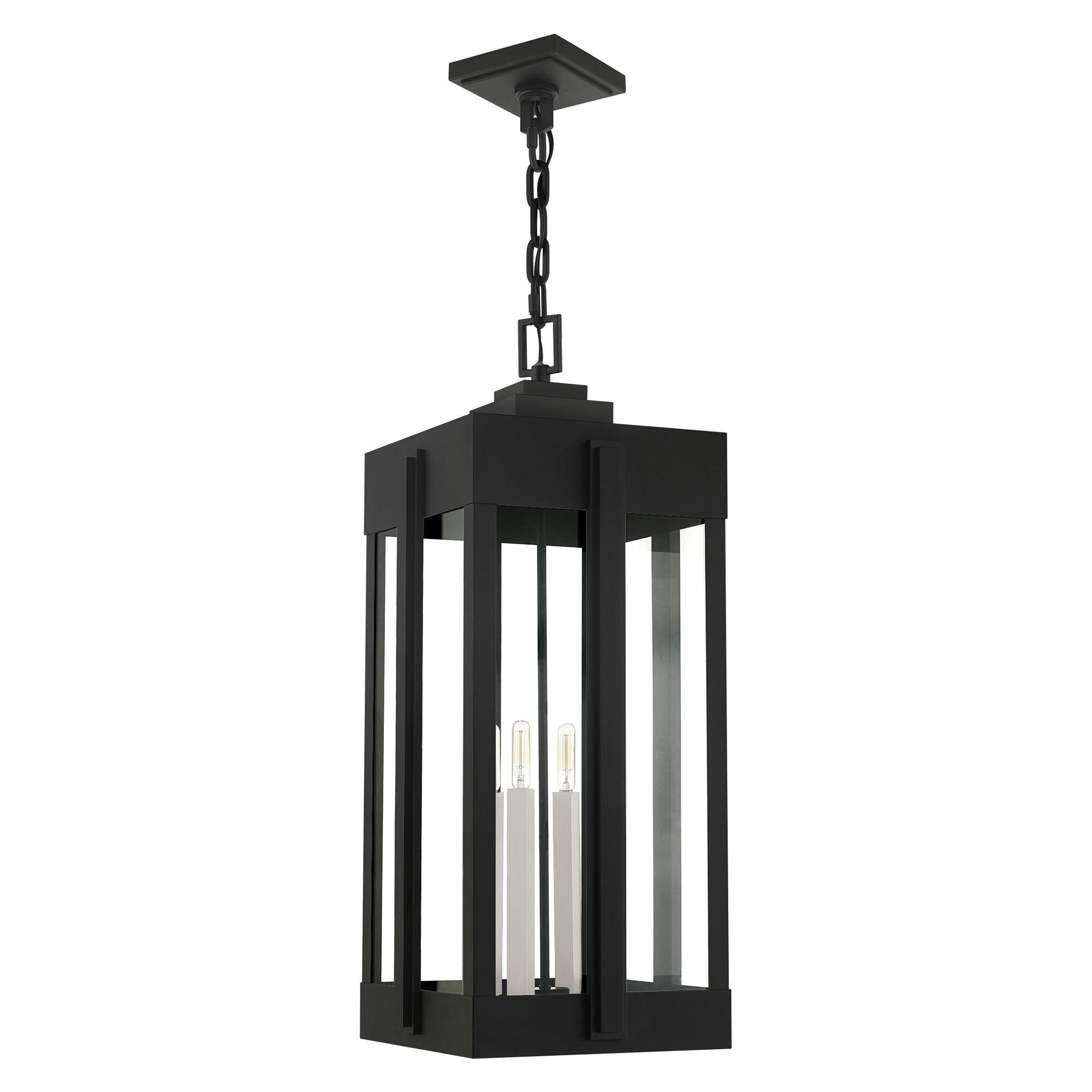 27720-04-Livex Lighting-Lexington - 4 Light Outdoor Pendant Lantern in Art Deco Style - 12.63 Inches wide by 29.88 Inches high-Black Finish