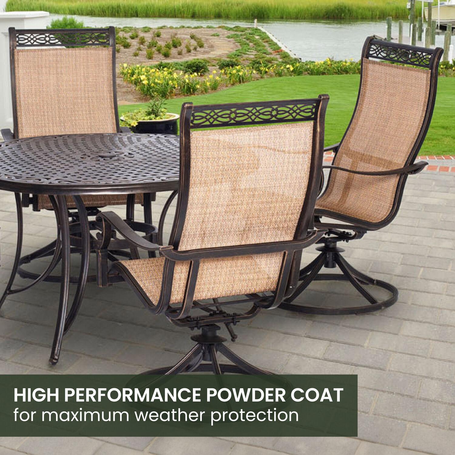Hanover Manor 5-Piece Adult Modern PVC Aluminum Round Patio Dining Set Cast Sling